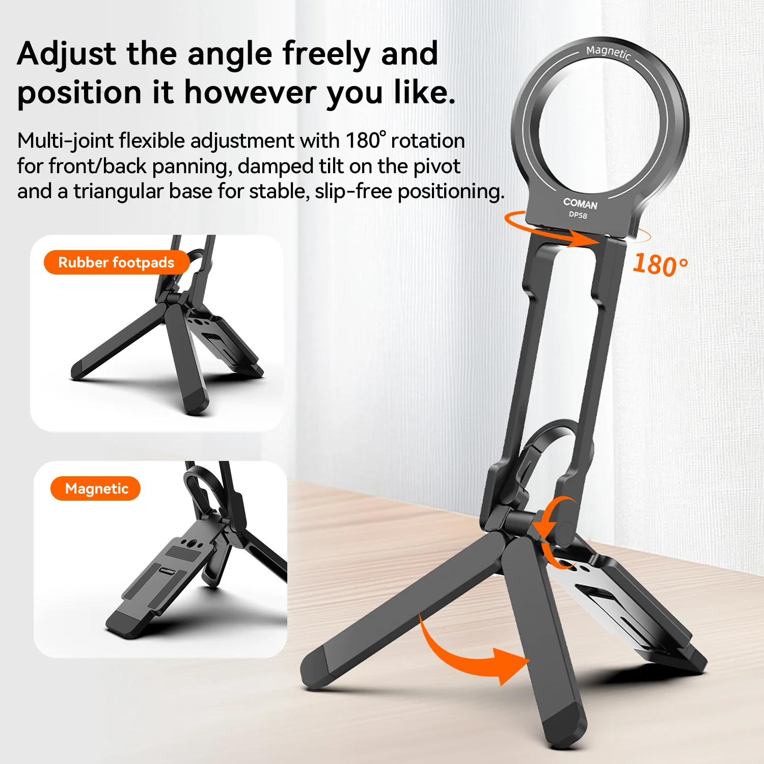COMAN DP58 Magnetic Phone Tripod Multi Angle Arca Swiss Quick Install - Image 21