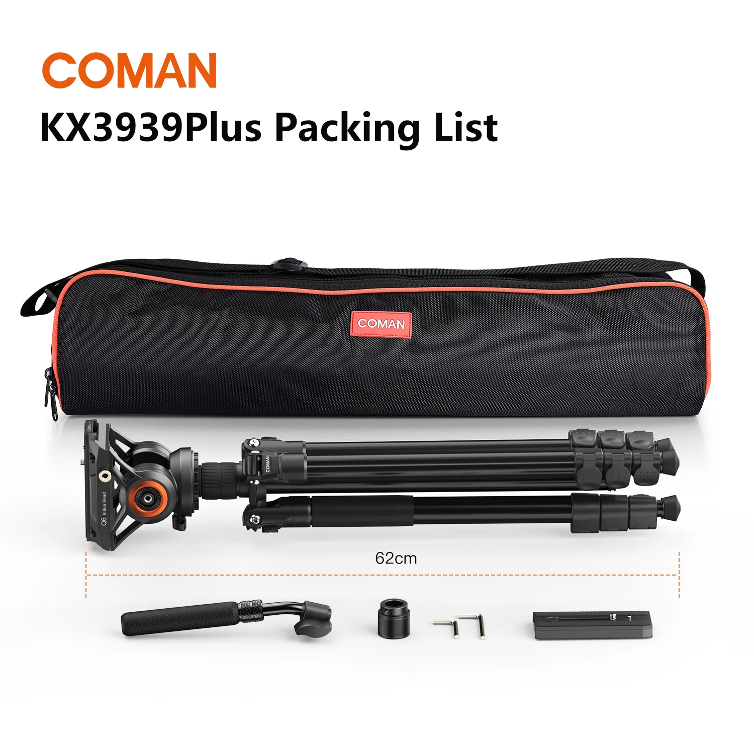 COMAN KX3939Plus Camera Tripod for DSLR, DJI RS2/RS3/RS4, Manfrotto - Image 11