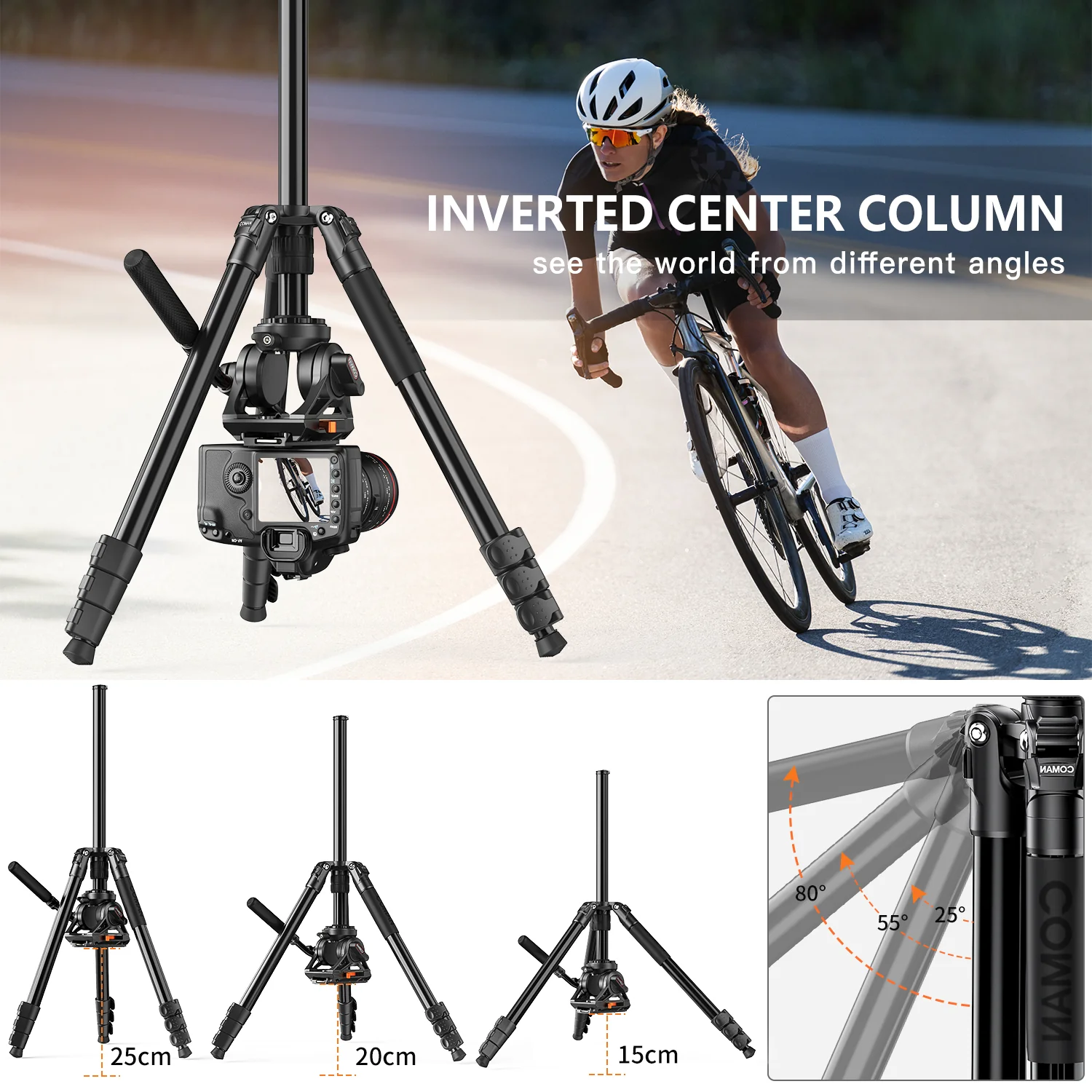COMAN KX3939Plus Camera Tripod for DSLR, DJI RS2/RS3/RS4, Manfrotto - Image 12