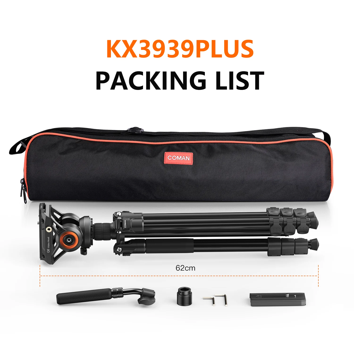 COMAN KX3939Plus Camera Tripod for DSLR, DJI RS2/RS3/RS4, Manfrotto - Image 13