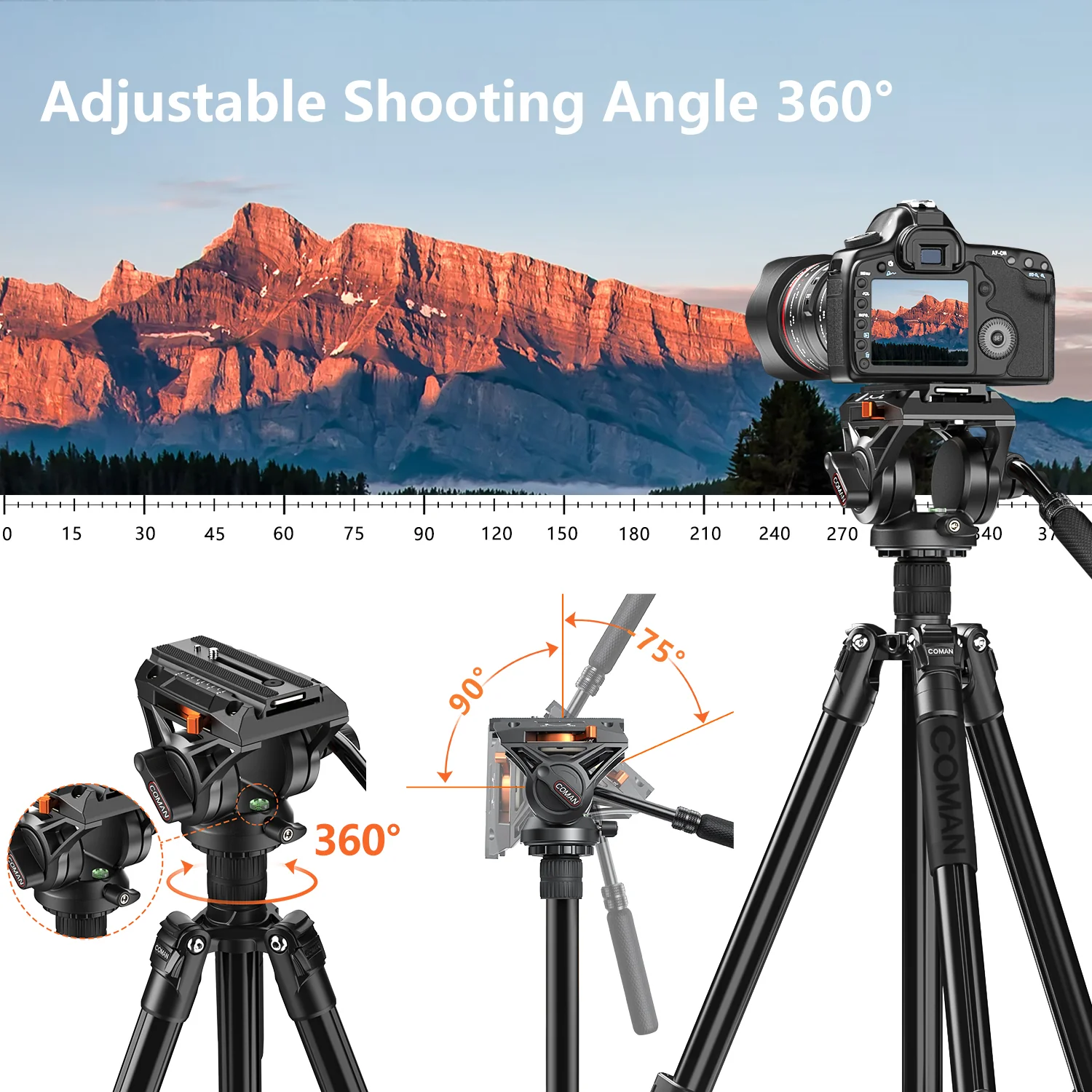 COMAN KX3939Plus Camera Tripod for DSLR, DJI RS2/RS3/RS4, Manfrotto - Image 9