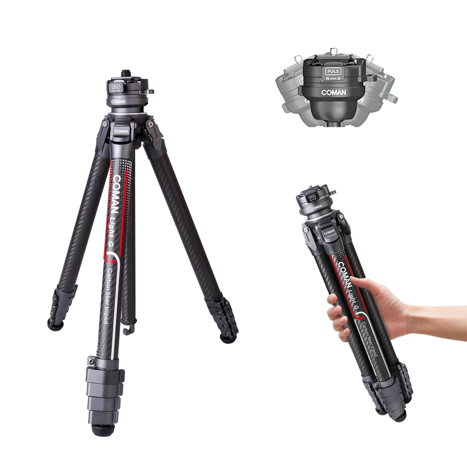 Coman Light G Lightweight Tripod For DSLR, Portable Compact for Travel - Image 7