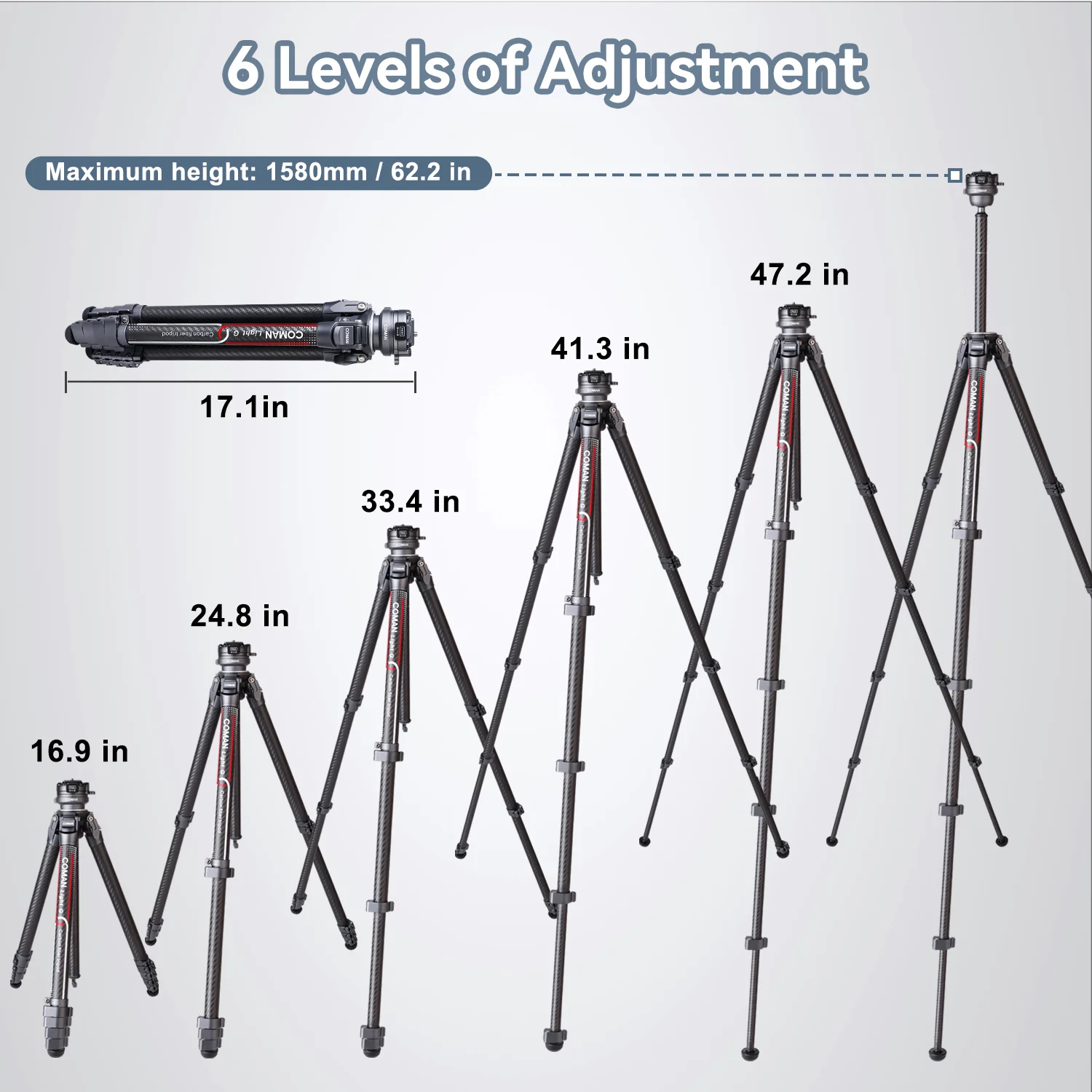 Coman Light G Lightweight Tripod For DSLR, Portable Compact for Travel - Image 9