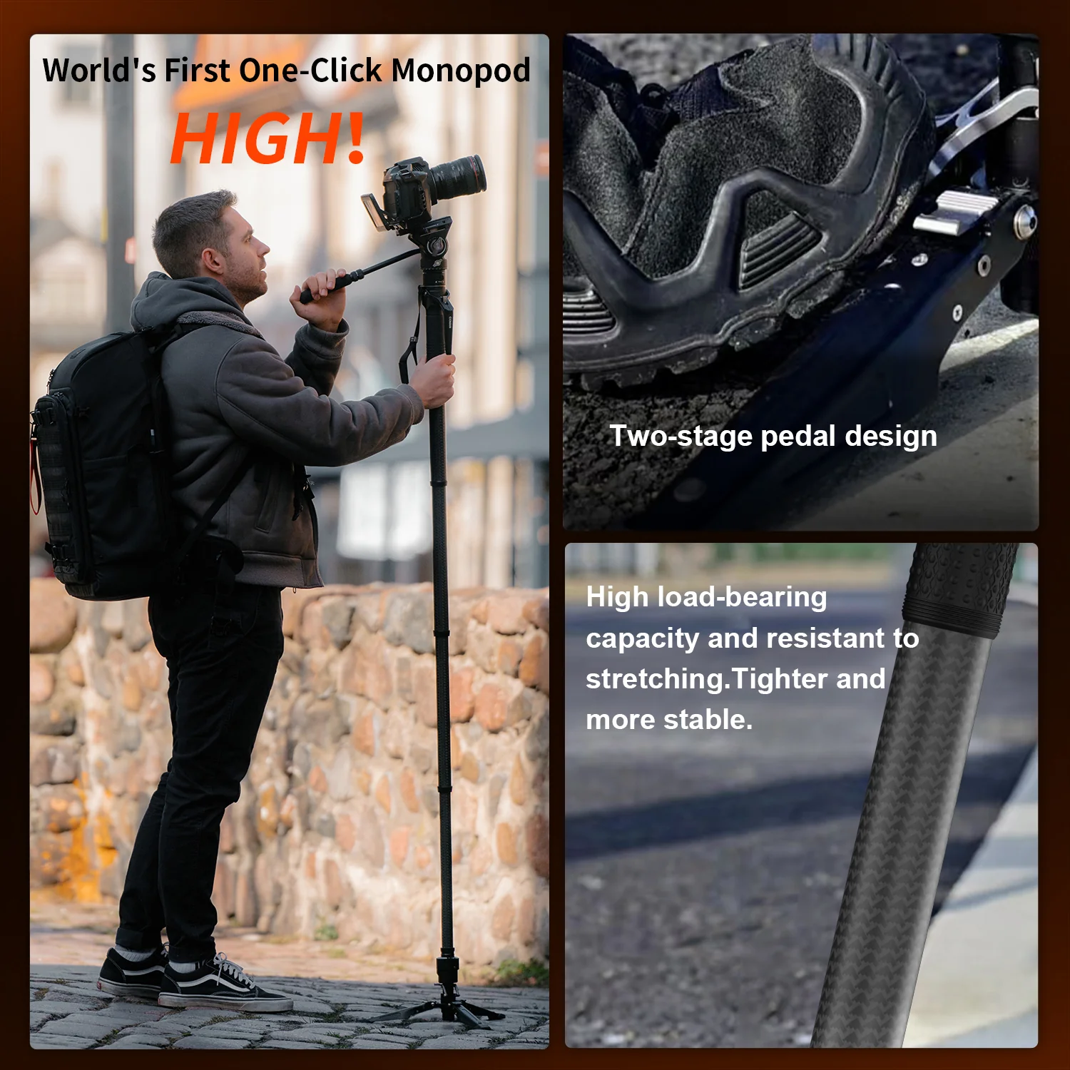 COMAN M1 & M1V5 Portable Lightweight Carbon Fiber Monopod Stable Support 44.1 lbs - Image 17