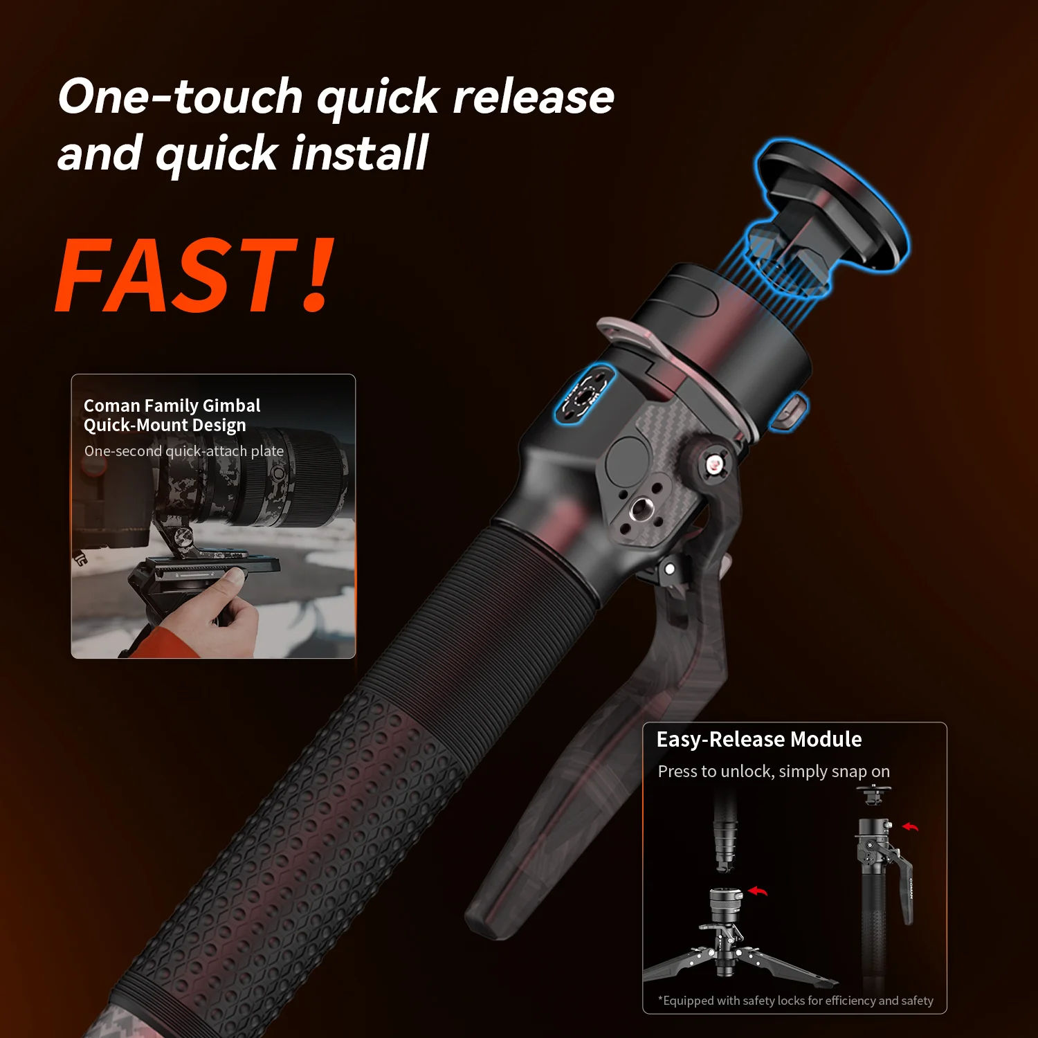 COMAN M1 Pro Monopod Quick Release Lightweight Carbon Fiber Monopod 44.1 lbs Load - Image 15