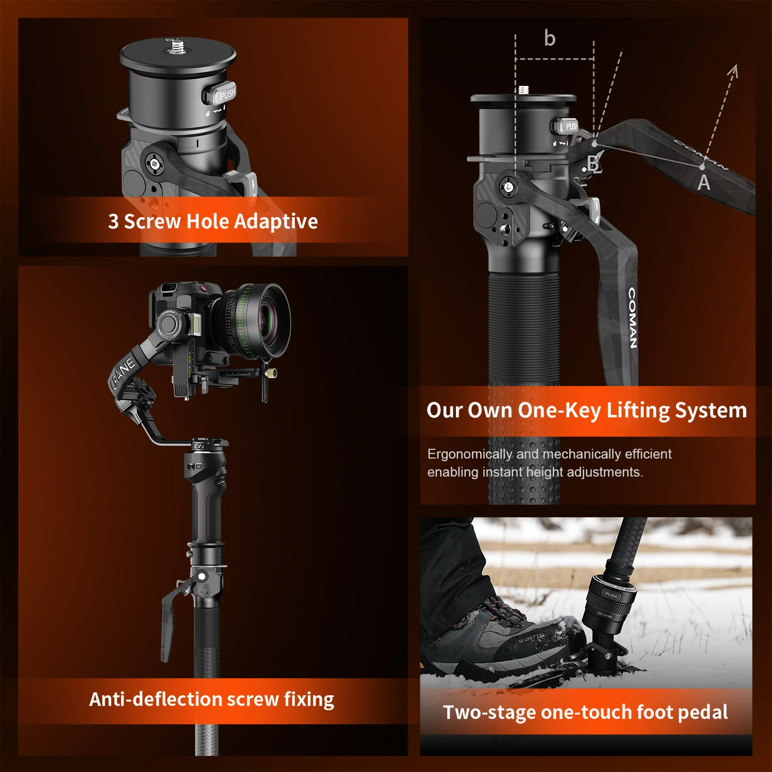 COMAN M1 Pro Monopod Quick Release Lightweight Carbon Fiber Monopod 44.1 lbs Load - Image 19