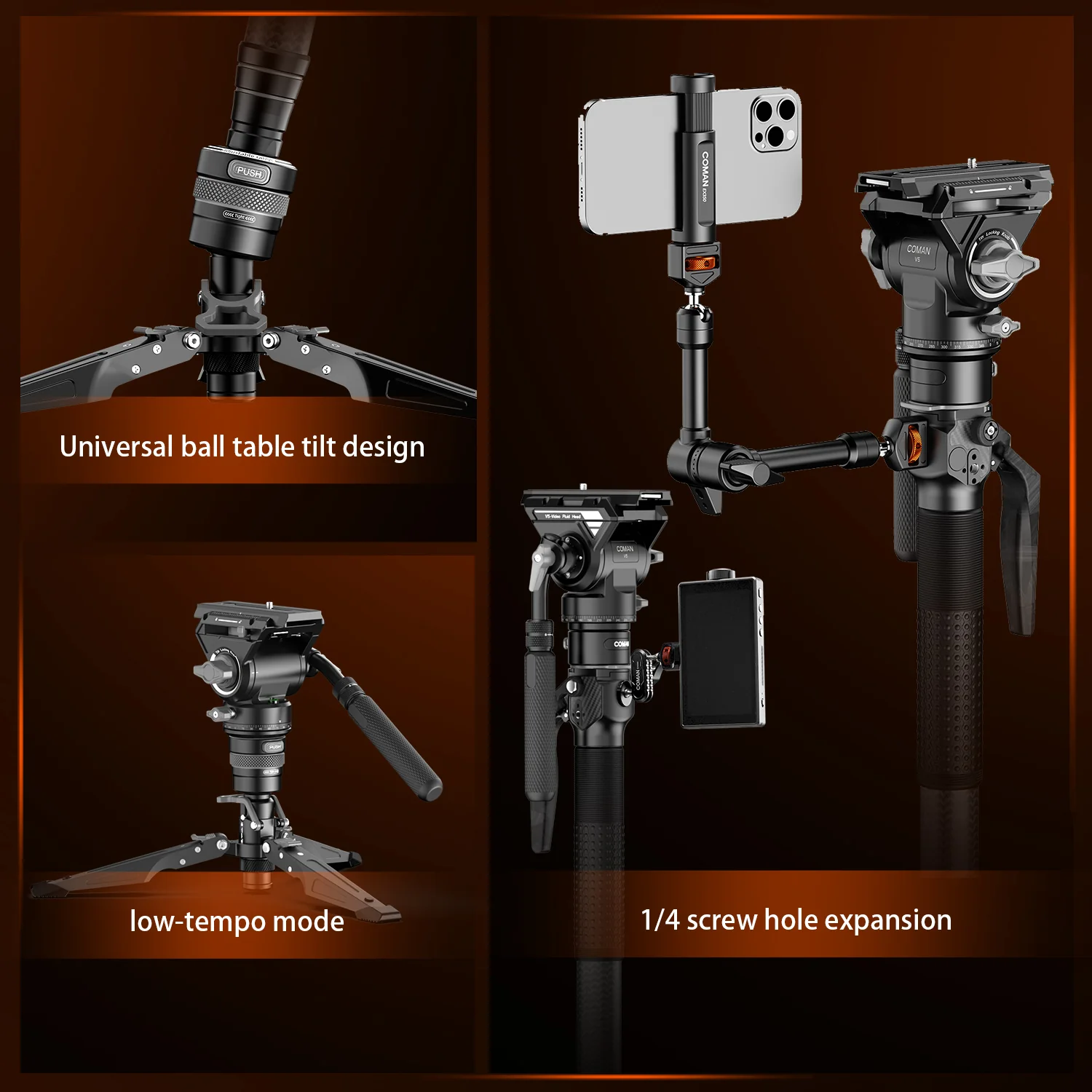 COMAN M1 Pro Monopod Quick Release Lightweight Carbon Fiber Monopod 44.1 lbs Load - Image 22