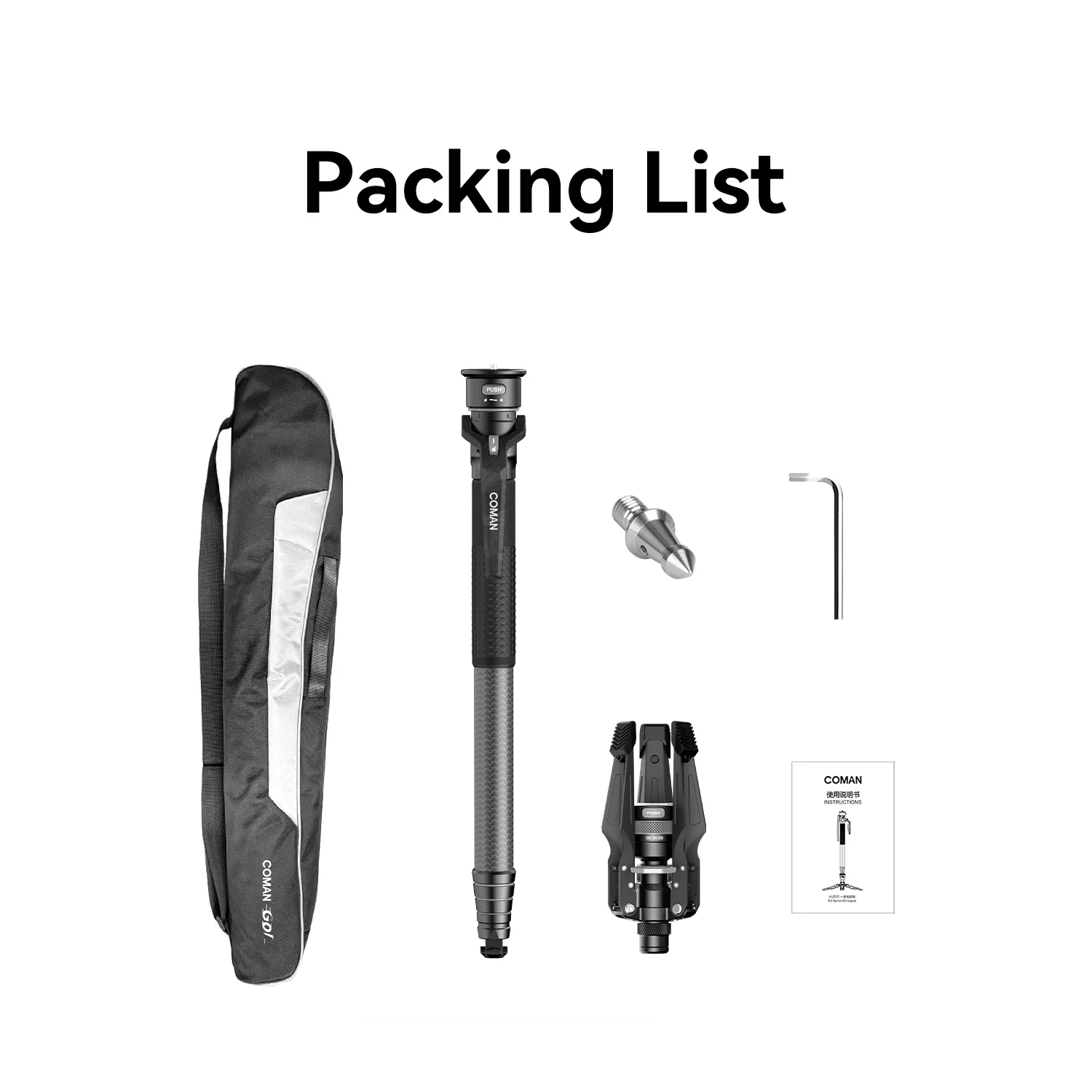 COMAN M1 Pro Monopod Quick Release Lightweight Carbon Fiber Monopod 44.1 lbs Load - Image 6