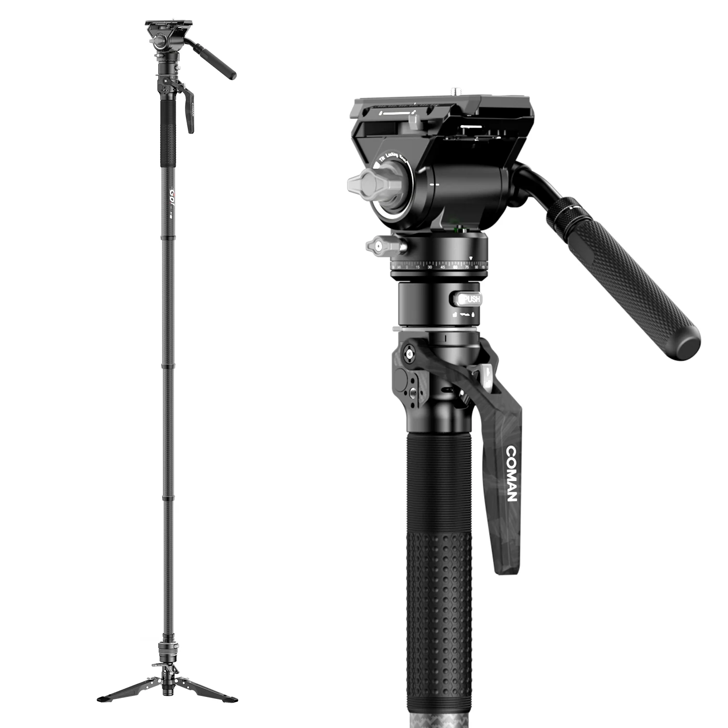 COMAN M1 Pro V5 Carbon Fiber Monopod One Click Quick Release 69in for Photo Video - Image 7