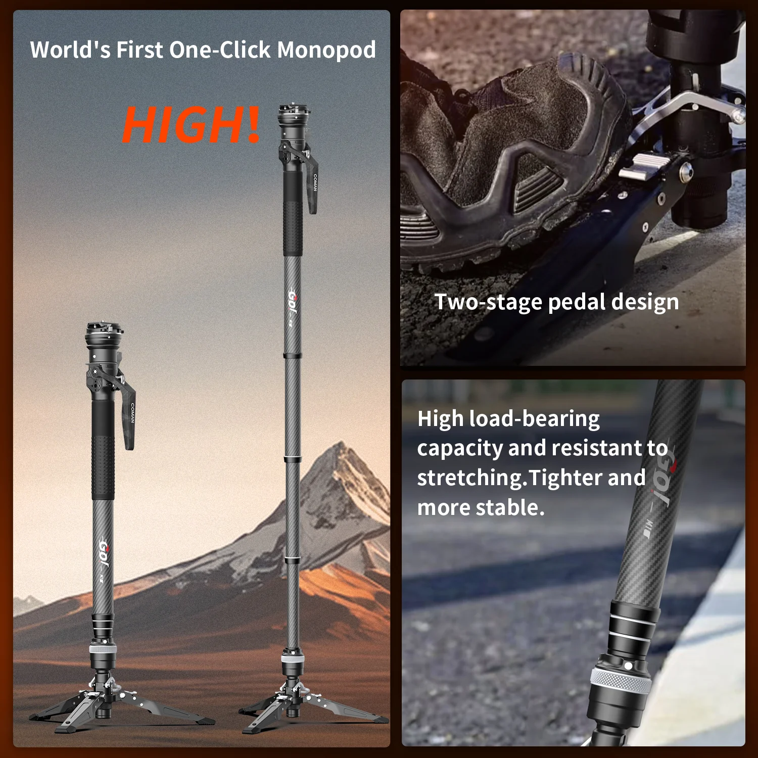 COMAN M1S Upgraded Lightweight Carbon Fiber Camera Monopod with Arca Quick Release System - Image 17