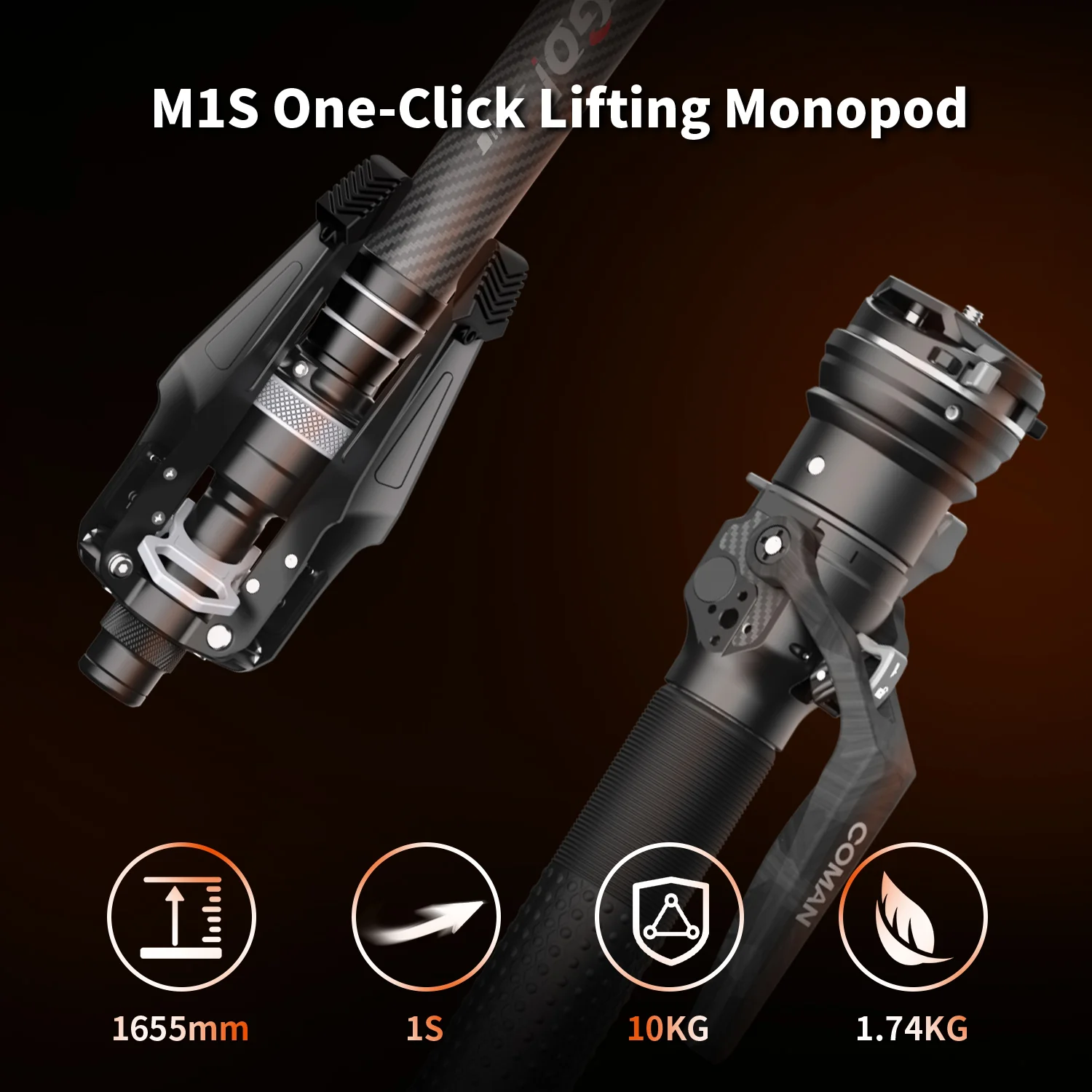 COMAN M1S Upgraded Lightweight Carbon Fiber Camera Monopod with Arca Quick Release System - Image 22