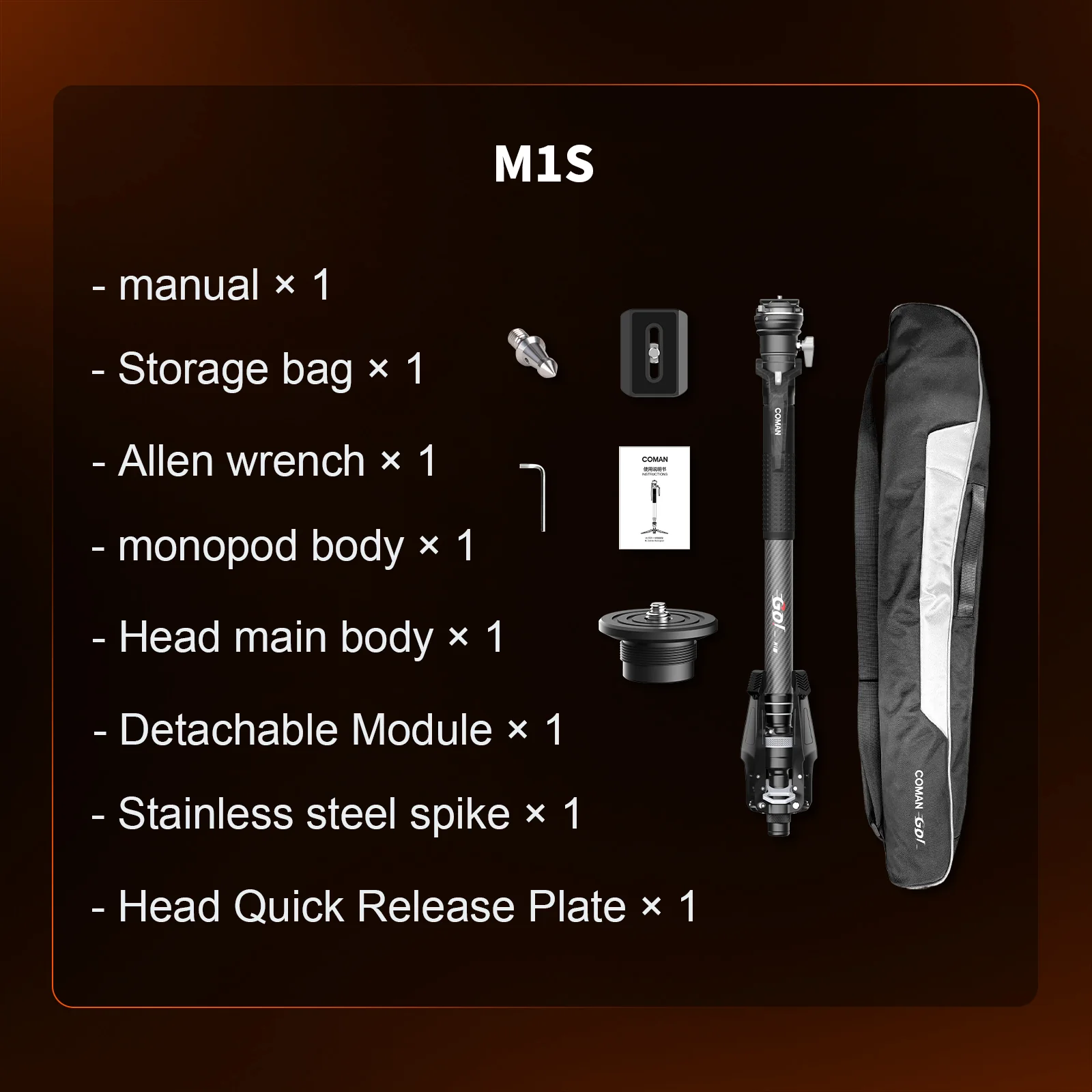 COMAN M1S Upgraded Lightweight Carbon Fiber Camera Monopod with Arca Quick Release System - Image 30