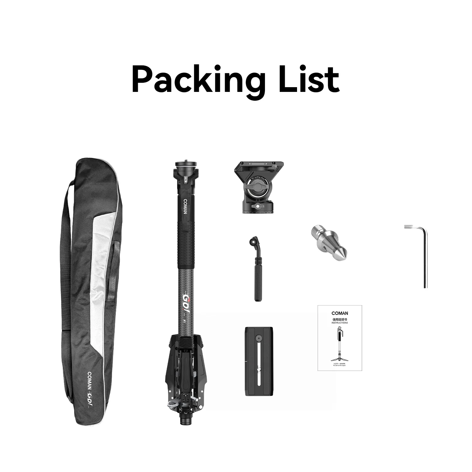 COMAN M1V5 Carbon Fiber Monopod with V5 Head, 67" Height, 22 lbs Load - Image 4