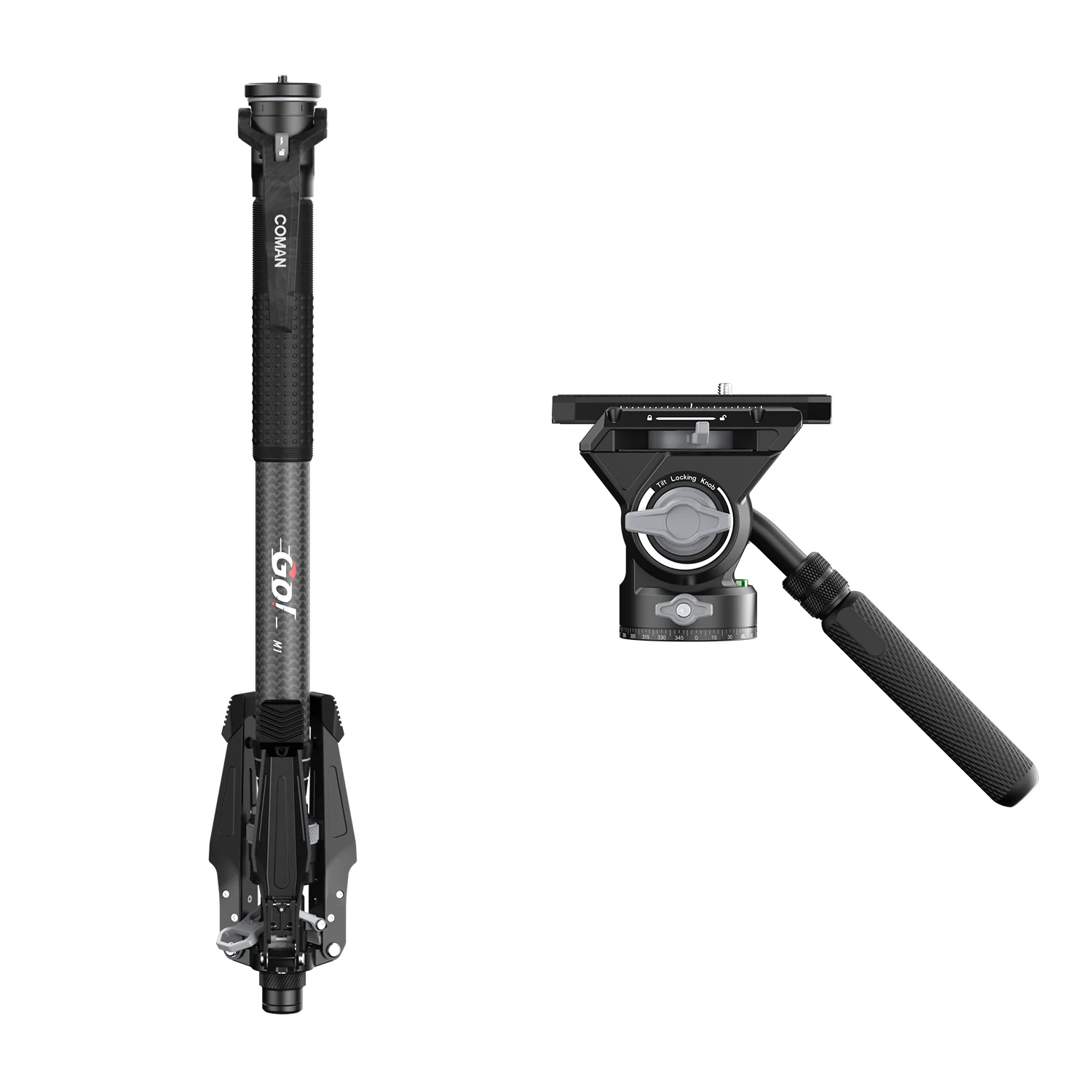 COMAN M1V5 Carbon Fiber Monopod with V5 Head, 67" Height, 22 lbs Load - Image 9