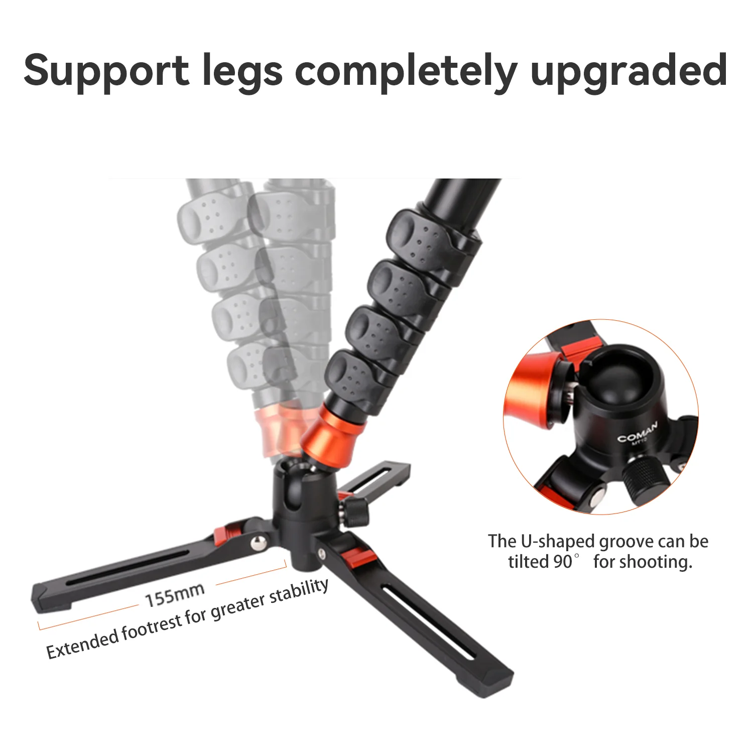 COMAN MT10 Tripod Base for Monopod DK327AQ6– 155mm Extendable, 6kg Load, Quick Lock - Image 9