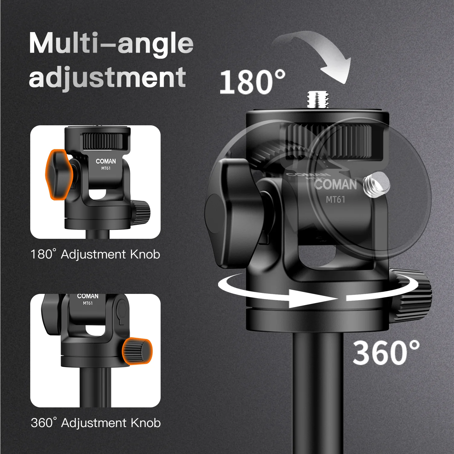 COMAN MT61 Portable Light Stand Tripod, Portable & Multifunctional - Image 10