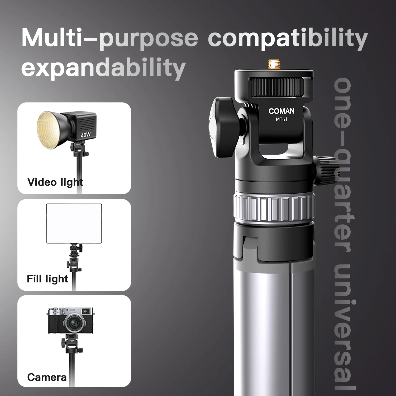 COMAN MT61 Portable Light Stand Tripod, Portable & Multifunctional - Image 11