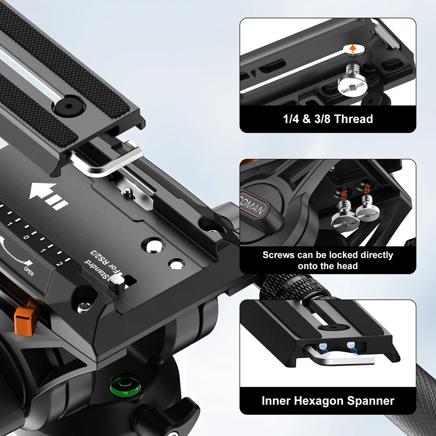 COMAN Q6 Fluid Video Head With Telescopic handle, Manfrotto & DJI RS Compatible - Image 12