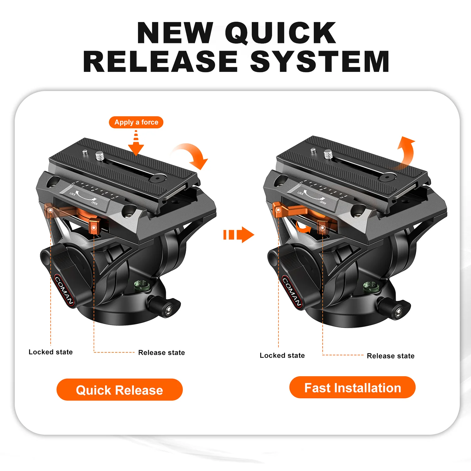 COMAN Q6 Fluid Video Head With Telescopic handle, Manfrotto & DJI RS Compatible - Image 7