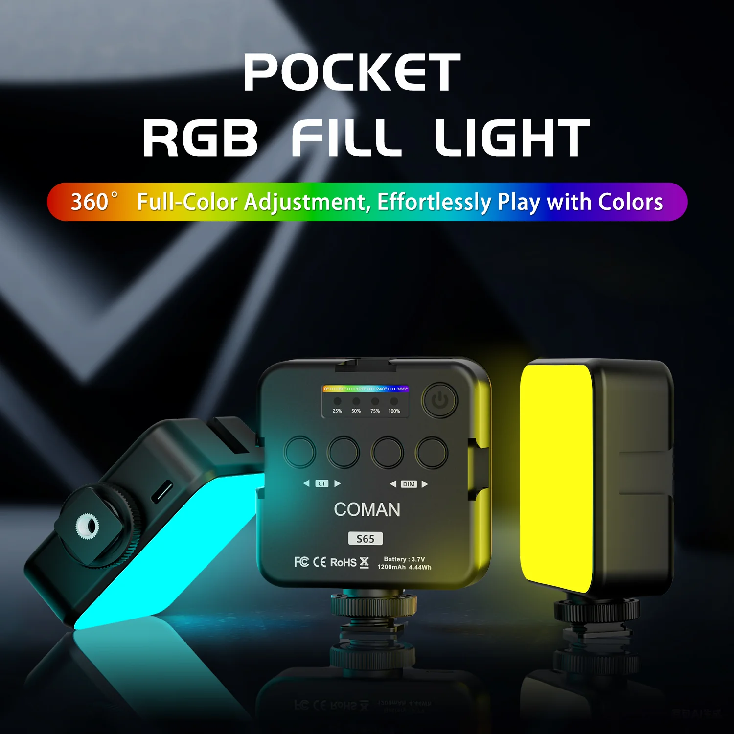 COMAN S65 Pocket RGB Fill Light for Vlogging Photography and Mobile Video - Image 8