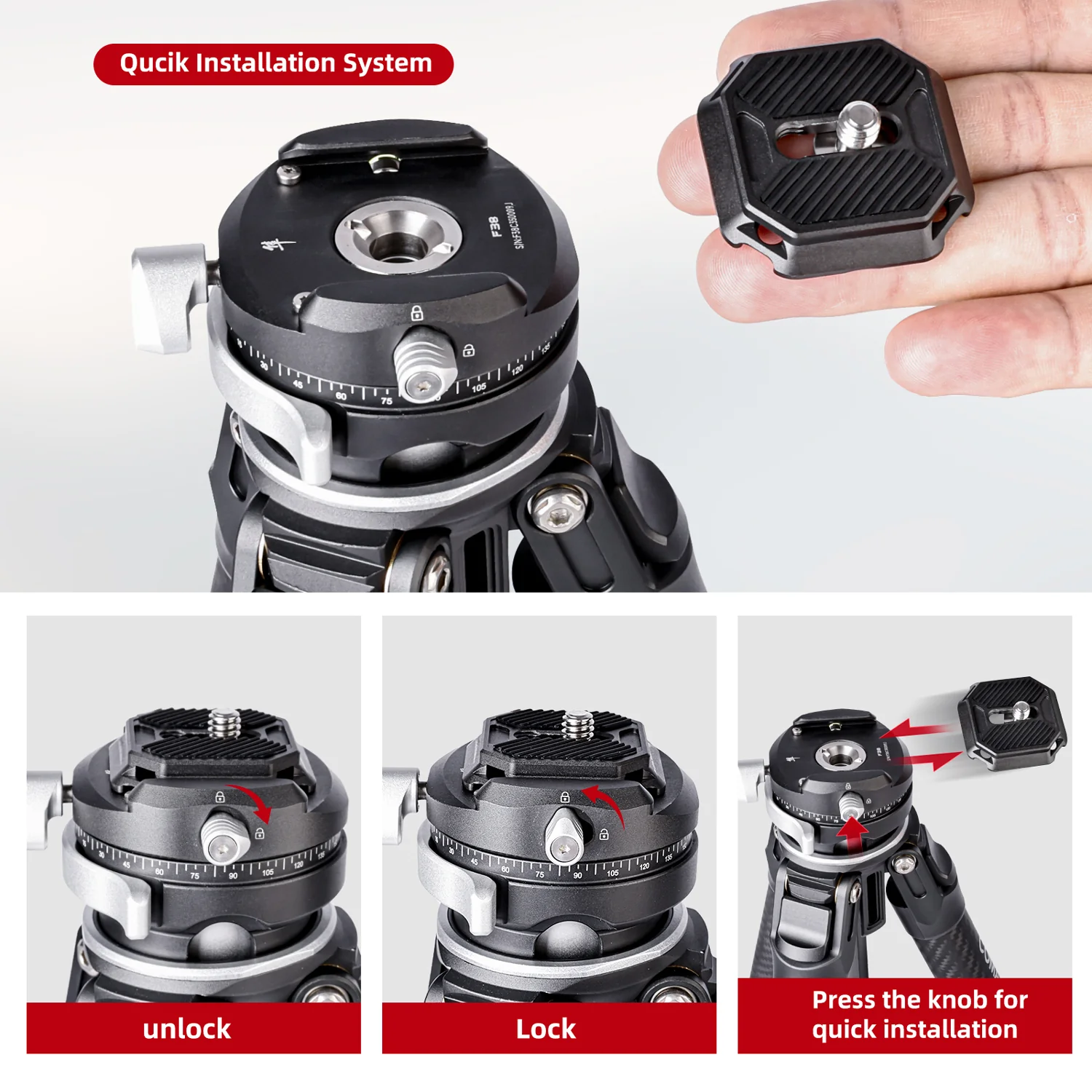 COMAN Zero F38 Carbon Fiber Quick Release Travel Tripod with Ball Head - Image 13