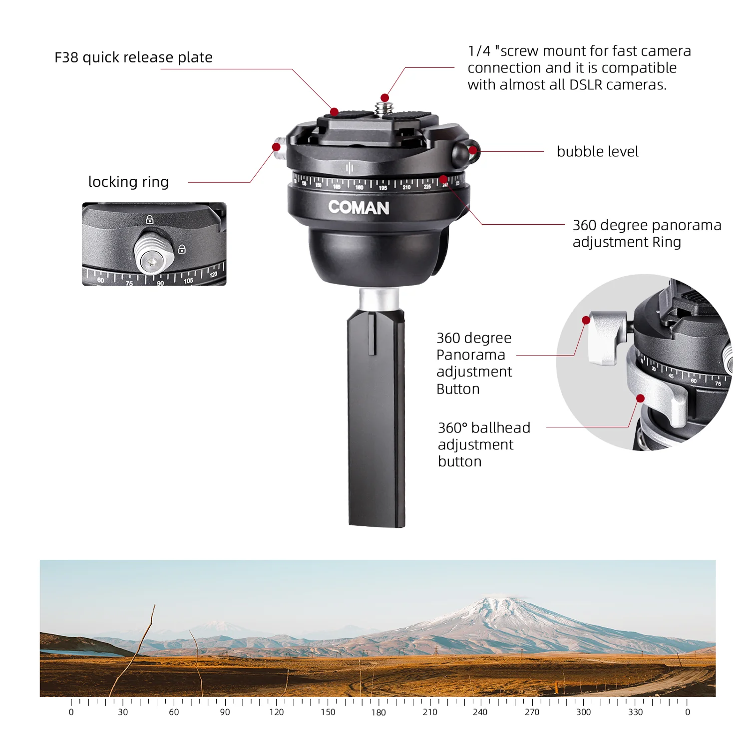 COMAN Zero F38 Carbon Fiber Quick Release Travel Tripod with Ball Head - Image 16