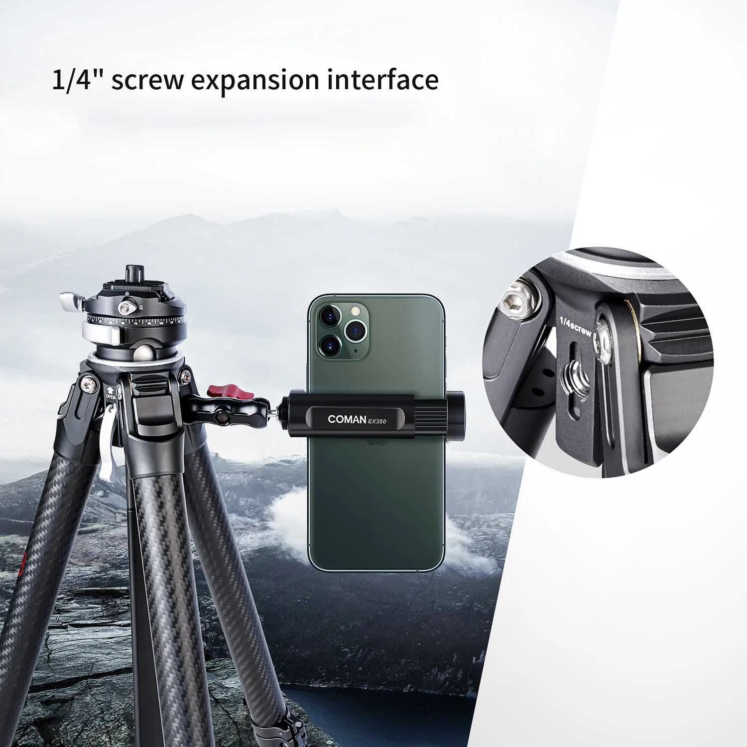 COMAN Zero F38 Carbon Fiber Quick Release Travel Tripod with Ball Head - Image 17