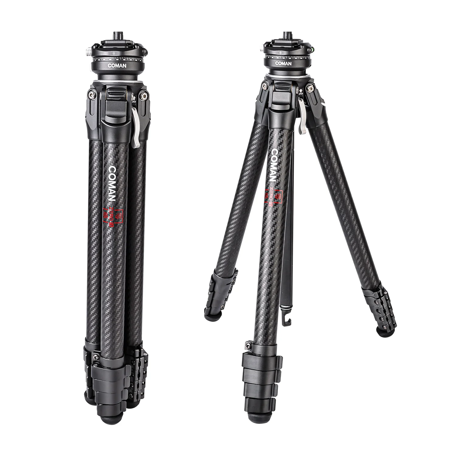 COMAN Zero F38 Carbon Fiber Quick Release Travel Tripod with Ball Head - Image 4