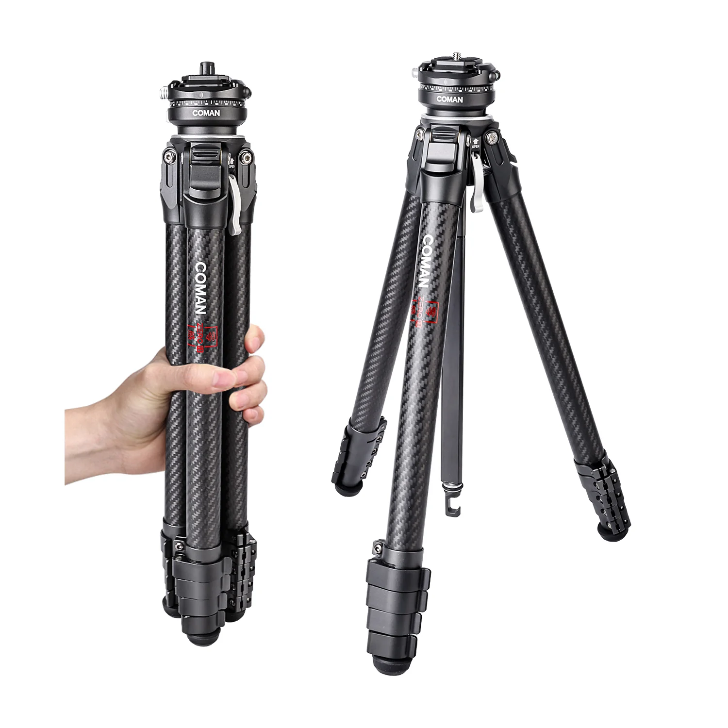 COMAN Zero F38 Carbon Fiber Quick Release Travel Tripod with Ball Head - Image 7