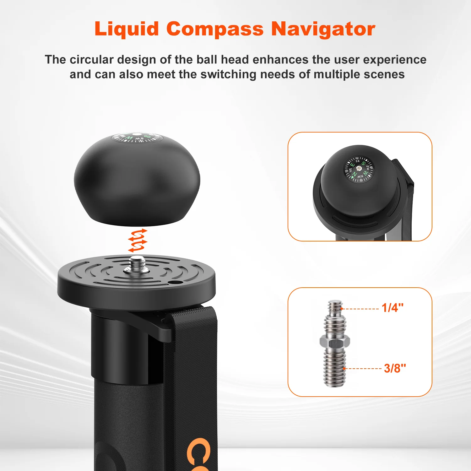 Coman DK288 Aluminium Trekking Pole Monopod with Compass Head & mount - Image 7