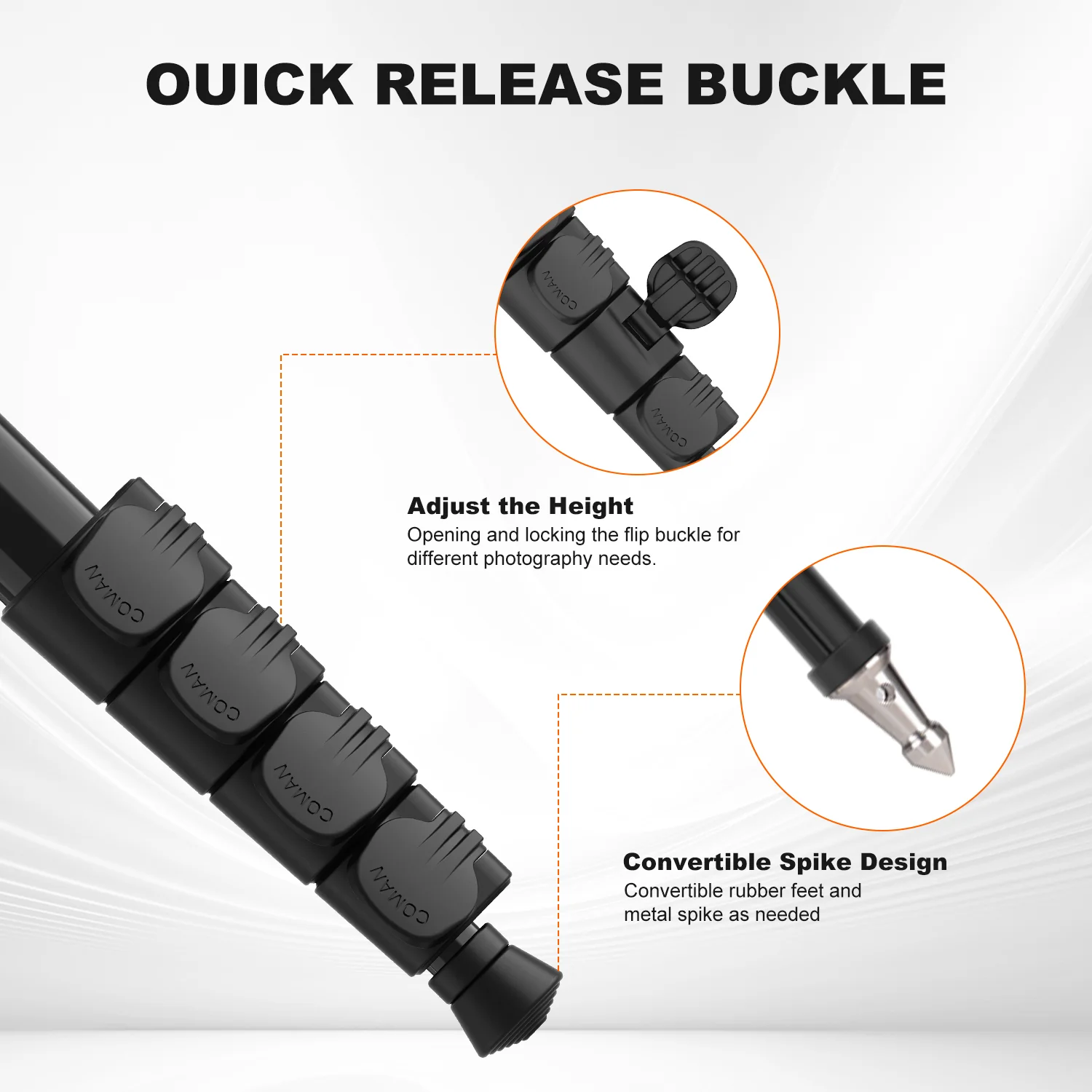 Coman DK288 Aluminium Trekking Pole Monopod with Compass Head & mount - Image 8