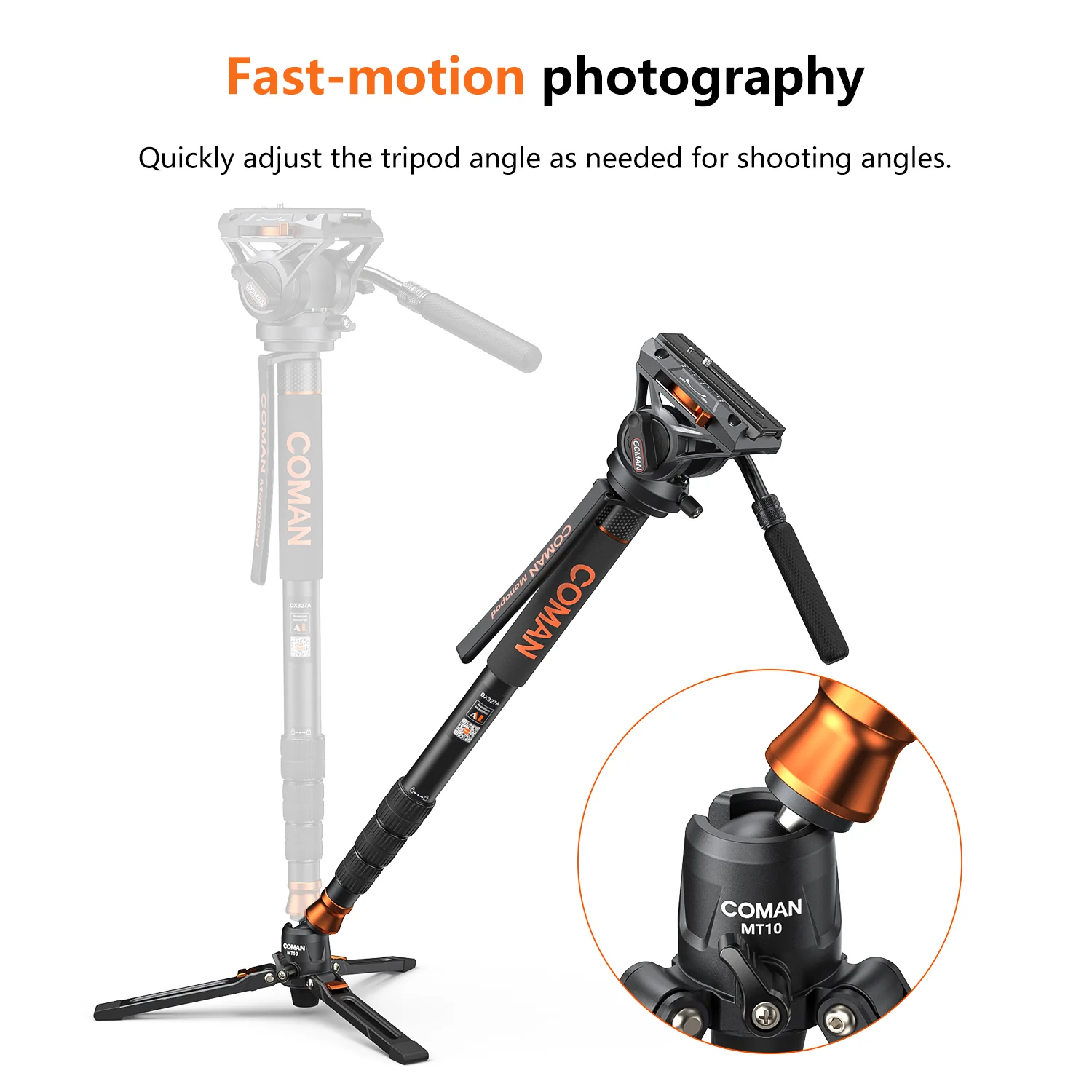 COMAN DX327AQ6 Fluid Head Monopod for Videography, DJI RS Compatible - Image 9