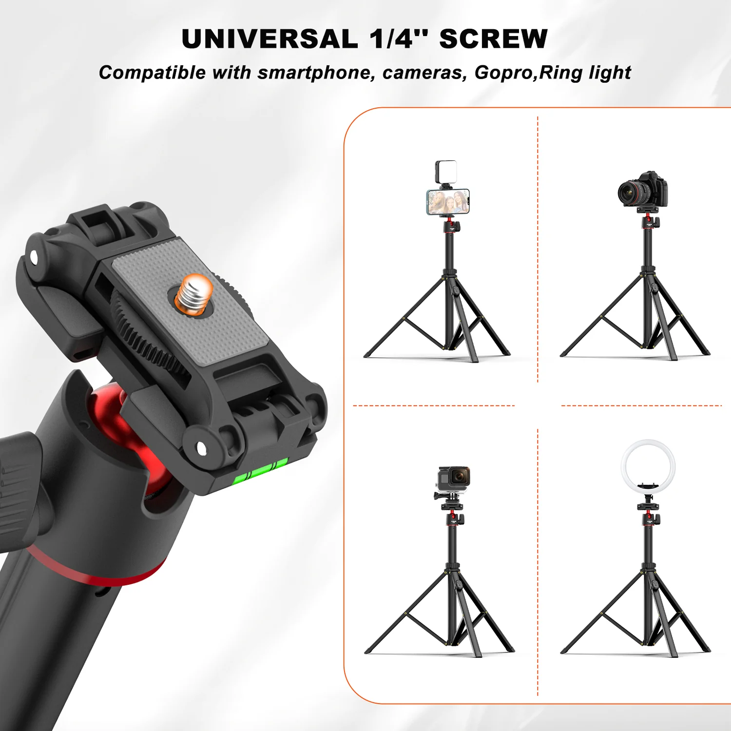 Coman MT65 74.8inch Aluminum Alloy Retractable Phone Tripod 360° Ball Head - Image 6