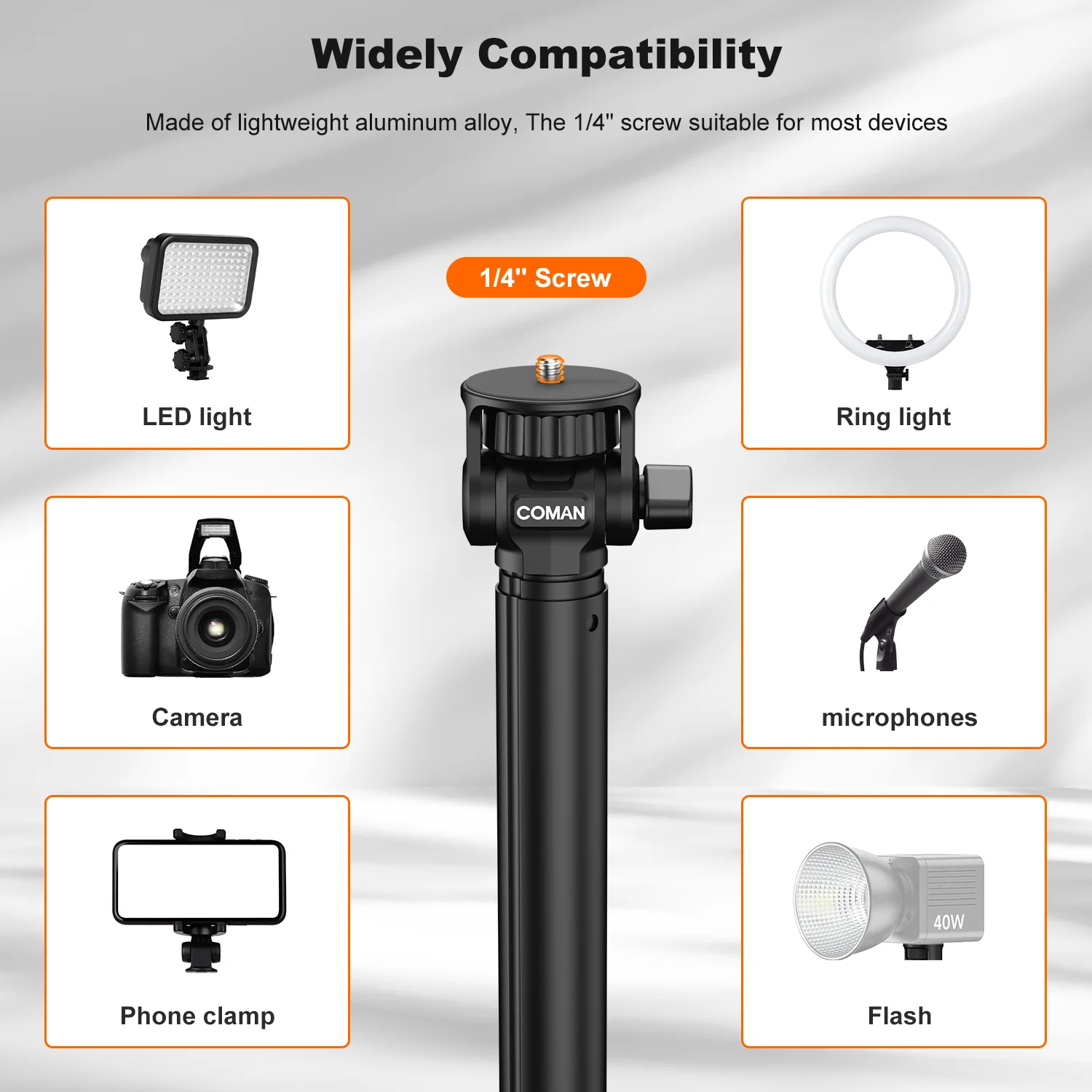 Coman MT60 Lightweight Portable Lighting Tripod 360° Spherical Pan Head - Image 4