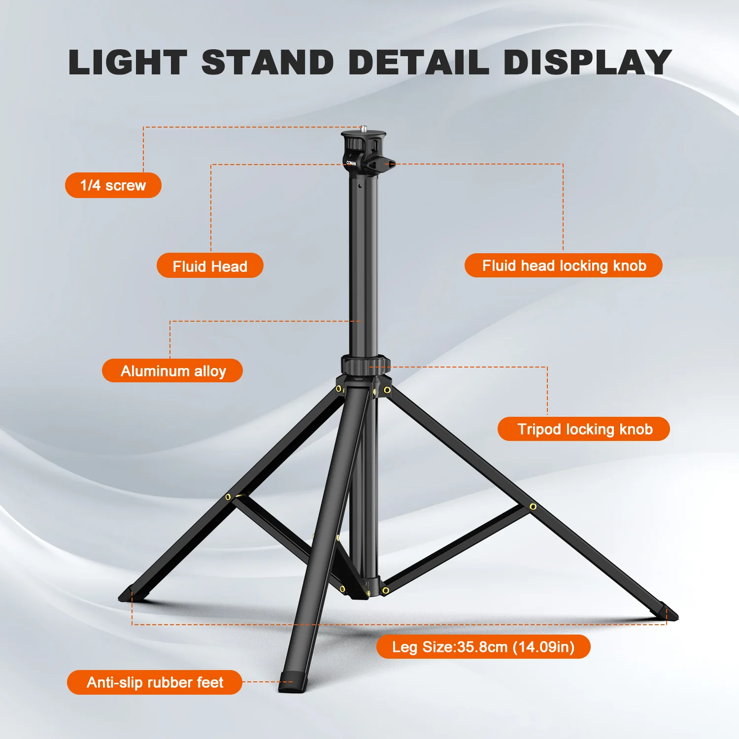 Coman MT60 Lightweight Portable Lighting Tripod 360° Spherical Pan Head - Image 6