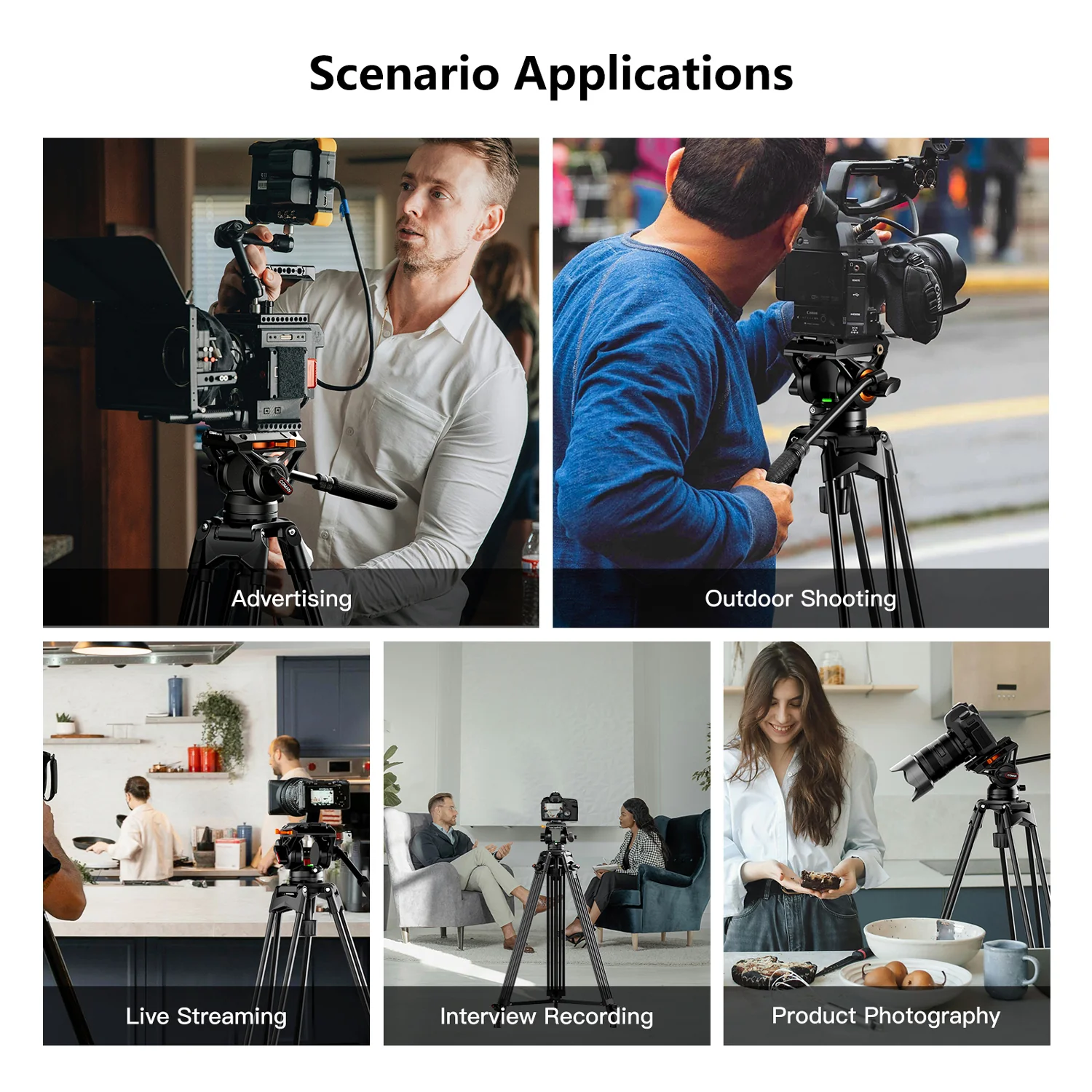 Coman FT16LS 74" Heavy Duty Professional Tripod with Fluid Video Head - Image 5