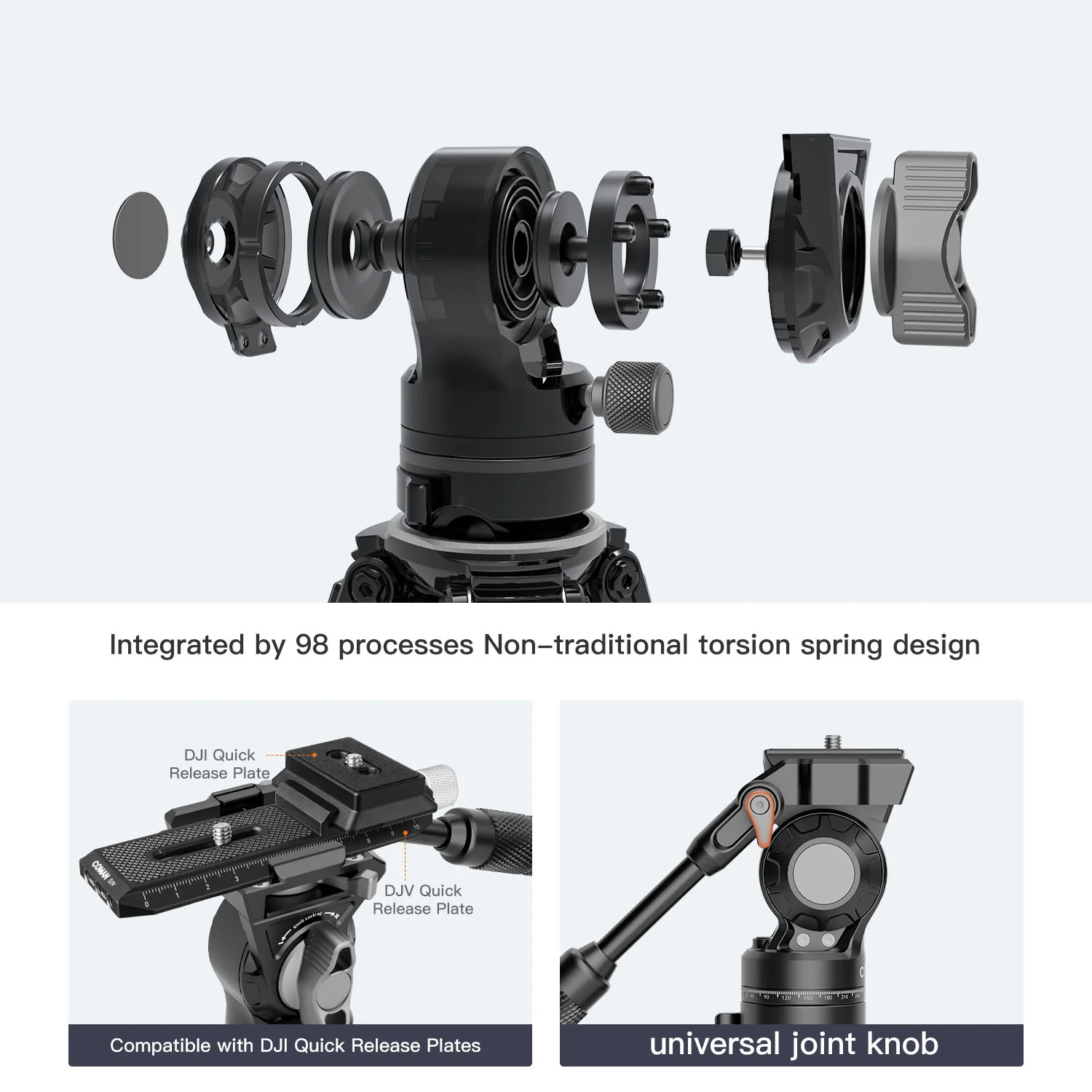 Coman Light H Pro Carbon Fiber Tripod with 1-Second Lock/Unlock & Detachable Monopod - Image 11
