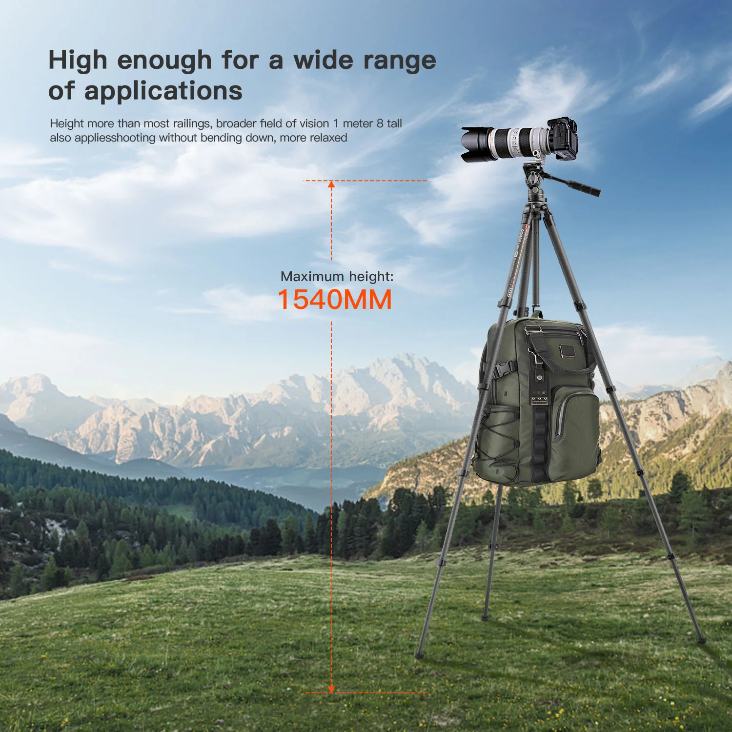 Coman Light H Pro Carbon Fiber Tripod with 1-Second Lock/Unlock & Detachable Monopod - Image 21