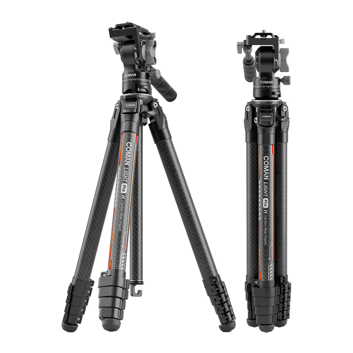 Coman Light H Pro Carbon Fiber Tripod with 1-Second Lock/Unlock & Detachable Monopod - Image 3