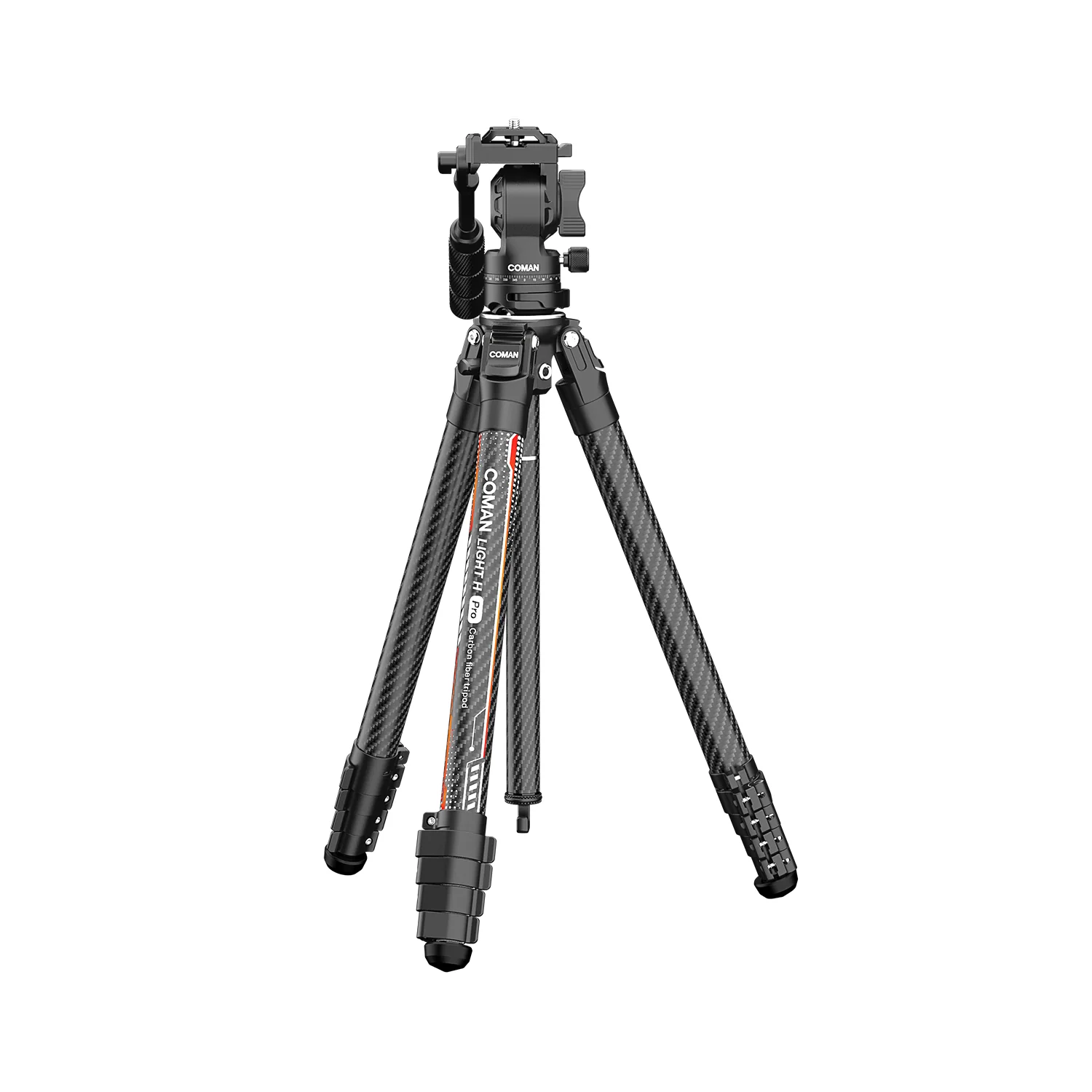 Coman Light H Pro Carbon Fiber Tripod with 1-Second Lock/Unlock & Detachable Monopod - Image 4