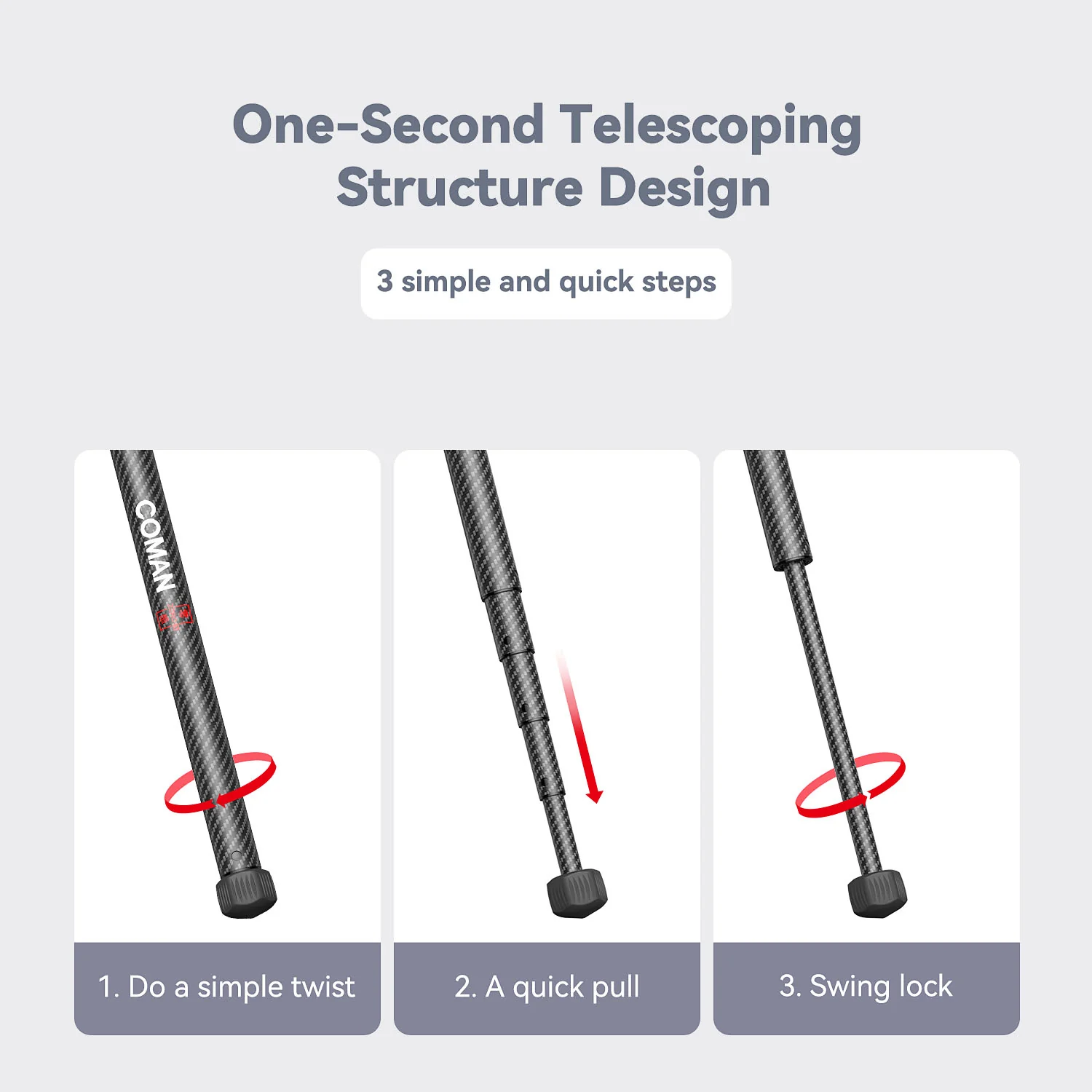 COMAN Zero X Lightweight Tripod Carbon Fiber For Travel Photography - Image 12