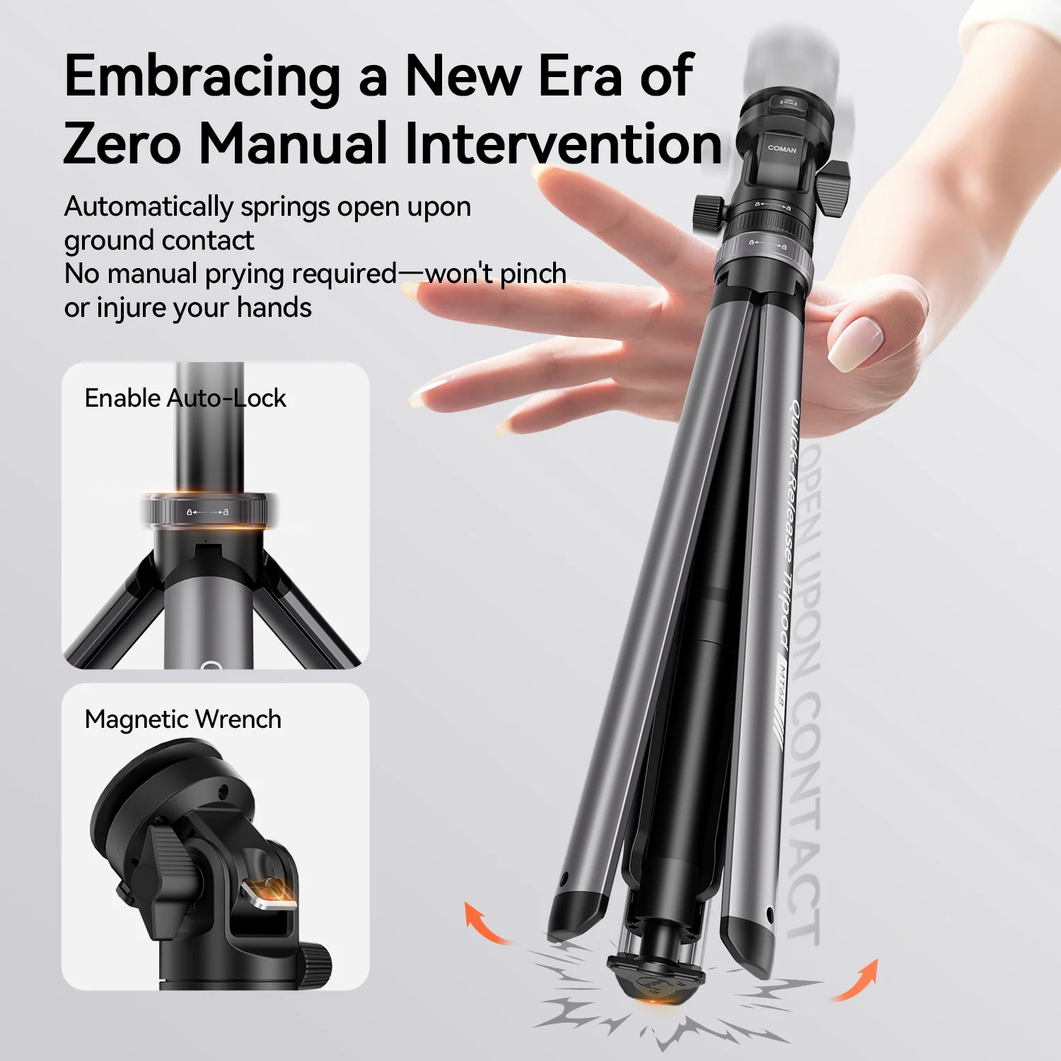 COMAN MT68 One Touch Quick Release Light Stand Tripod 83.4” Adjust 360° Pan - Image 11