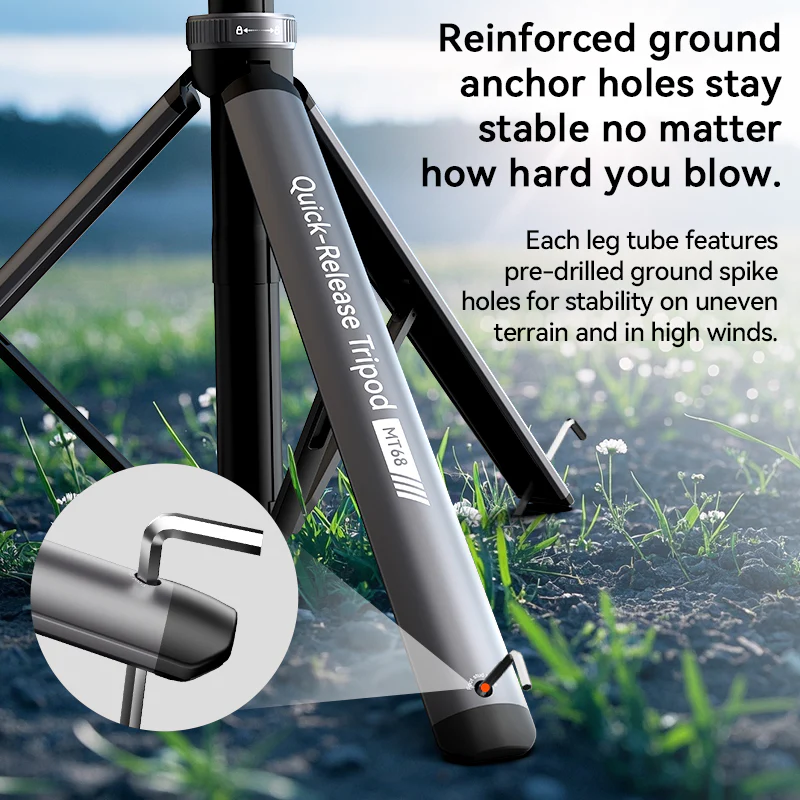 COMAN MT68 One Touch Quick Release Light Stand Tripod 83.4” Adjust 360° Pan - Image 19