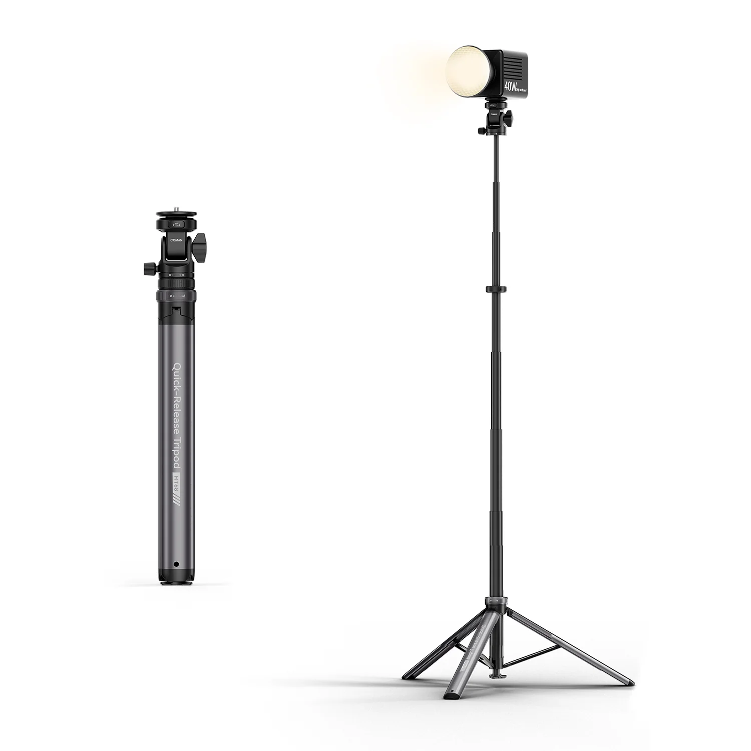 COMAN MT68 One Touch Quick Release Light Stand Tripod 83.4” Adjust 360° Pan - Image 3