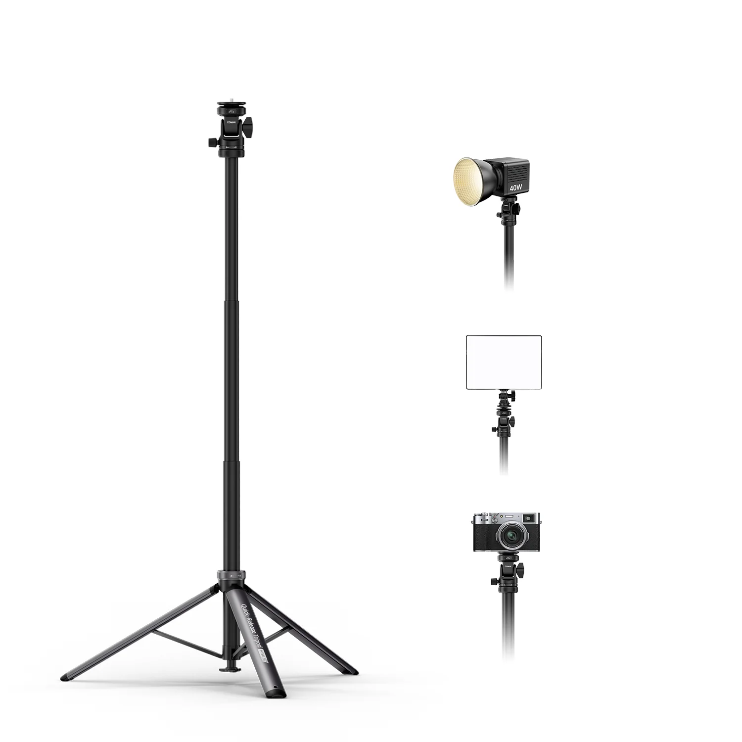 COMAN MT68 One Touch Quick Release Light Stand Tripod 83.4” Adjust 360° Pan - Image 5