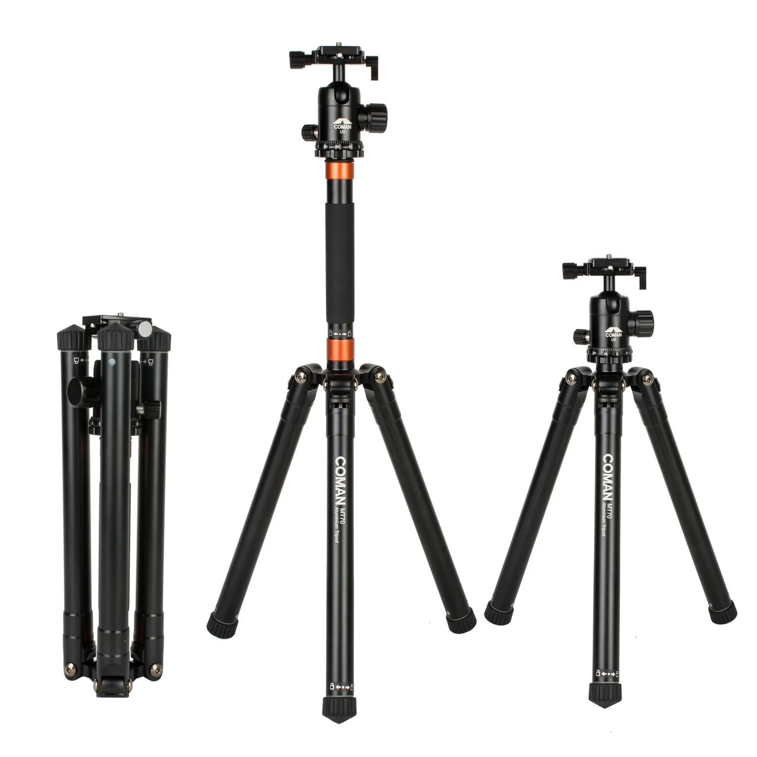 COMAN MT70 Lightweight Portable Travel Tripod with 360° Panoramic - Image 5