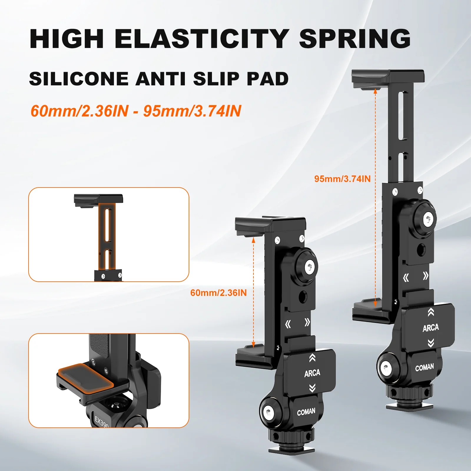 Coman EX390 Metal Phone Mount Universal for Tripod with 360° Adjustment - Image 3