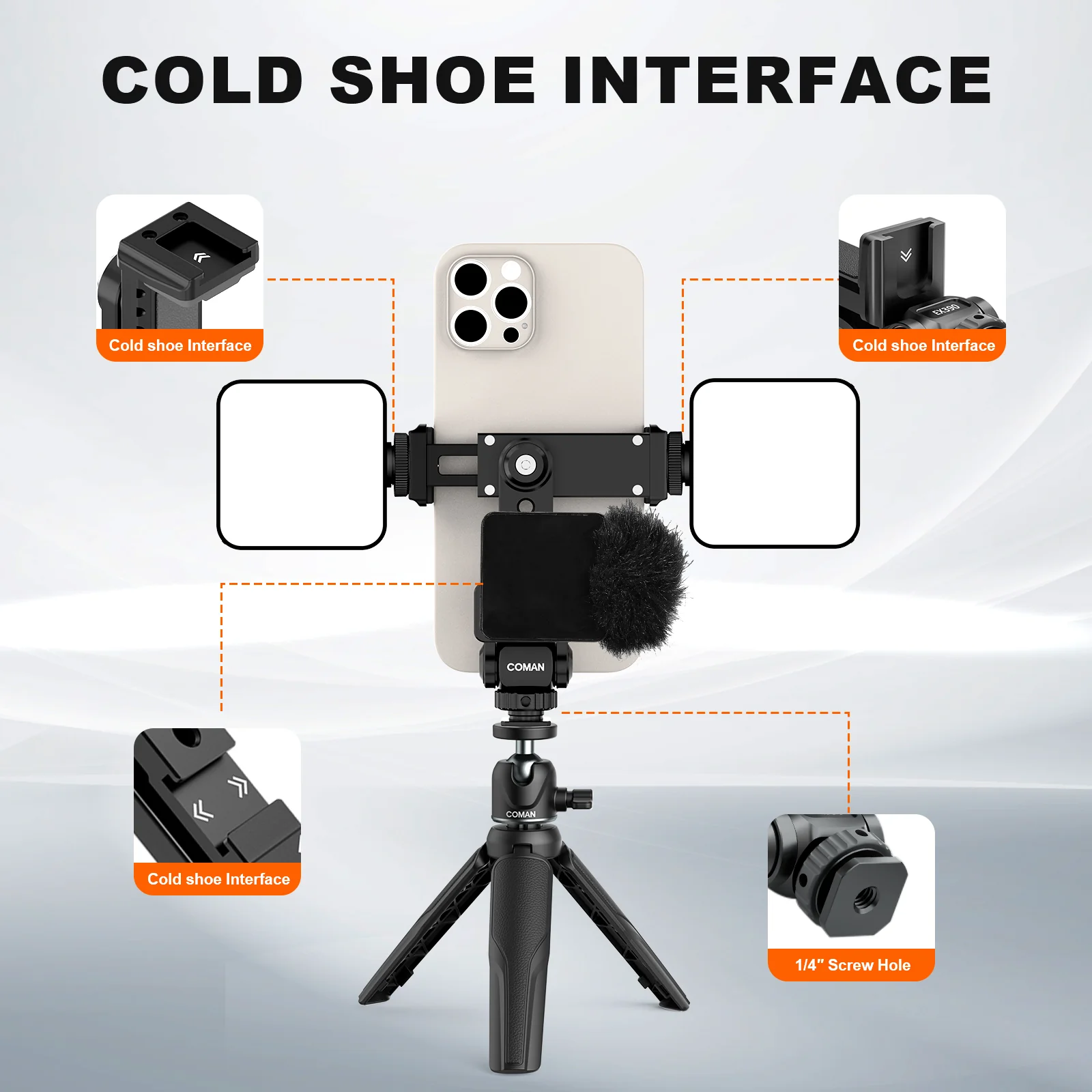 Coman EX390 Metal Phone Mount Universal for Tripod with 360° Adjustment - Image 5