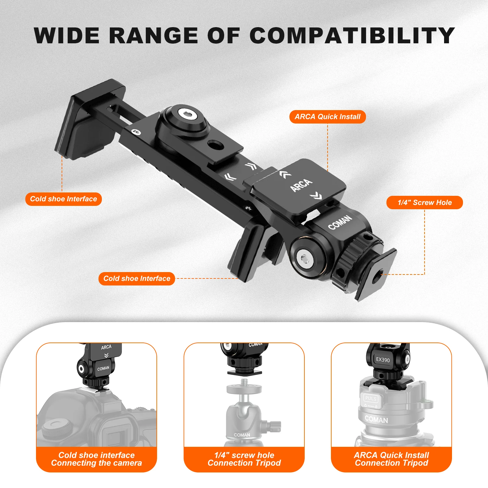 Coman EX390 Metal Phone Mount Universal for Tripod with 360° Adjustment - Image 6