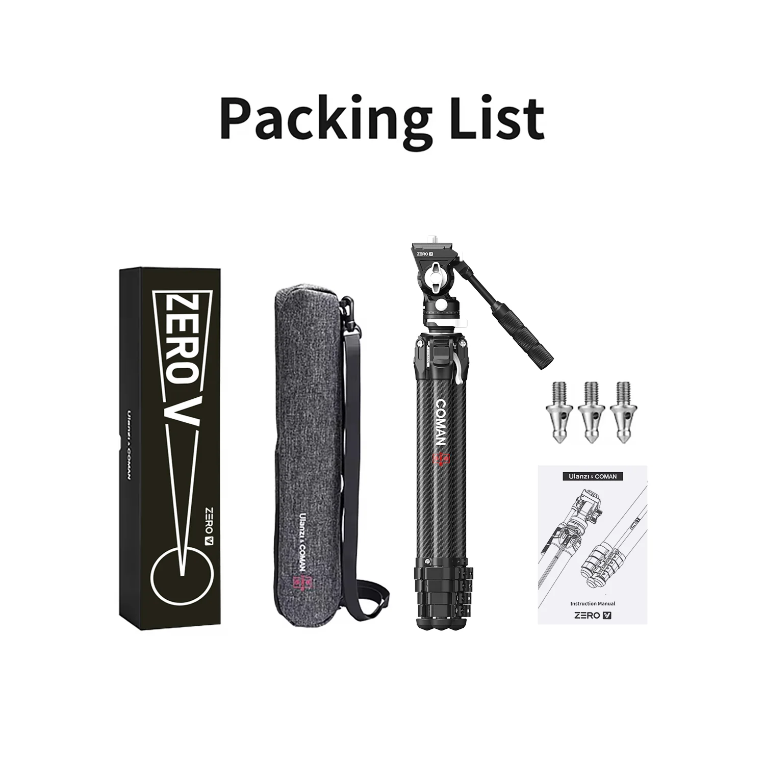 COMAN Zero V Carbon Fiber Travel Tripod for DSLR Cameras - Image 3